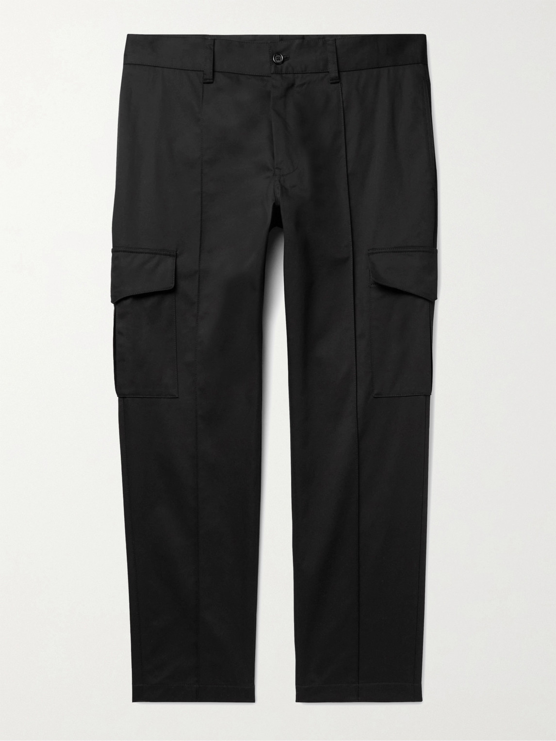 Dolce & Gabbana Dna Slim-fit Cropped Stretch-cotton Gabardine Cargo Trousers In Black