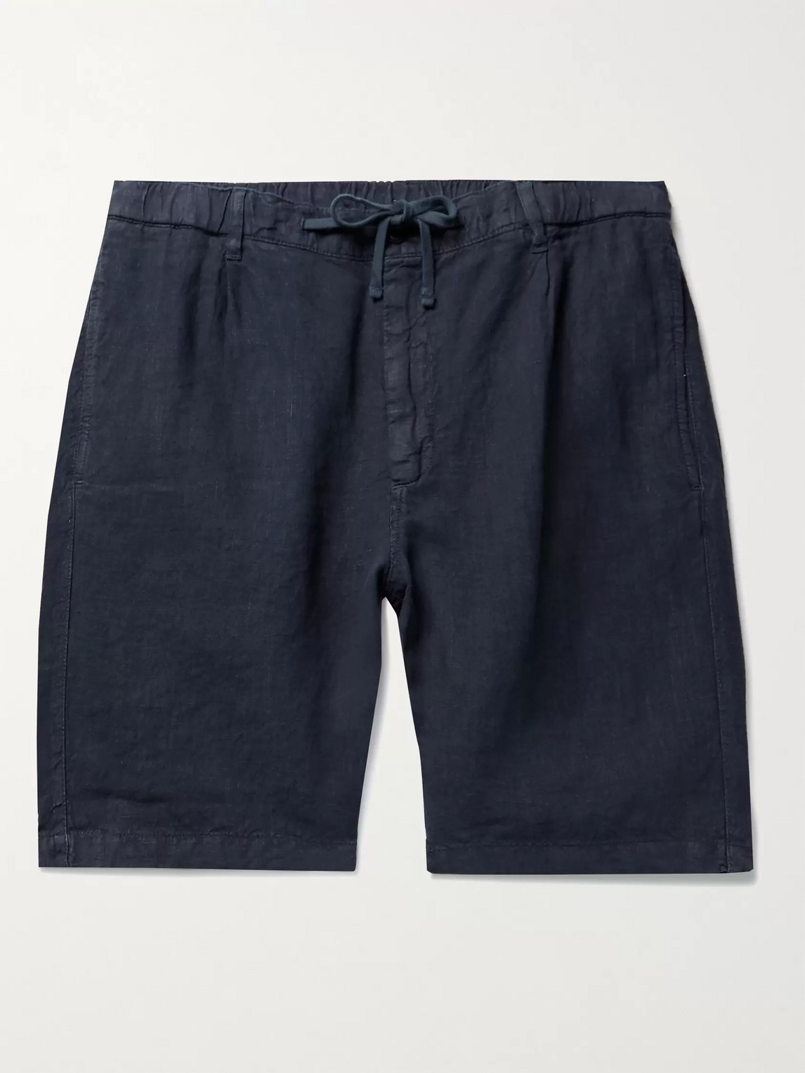 Hartford Pleated Linen Drawstring Shorts In Blue