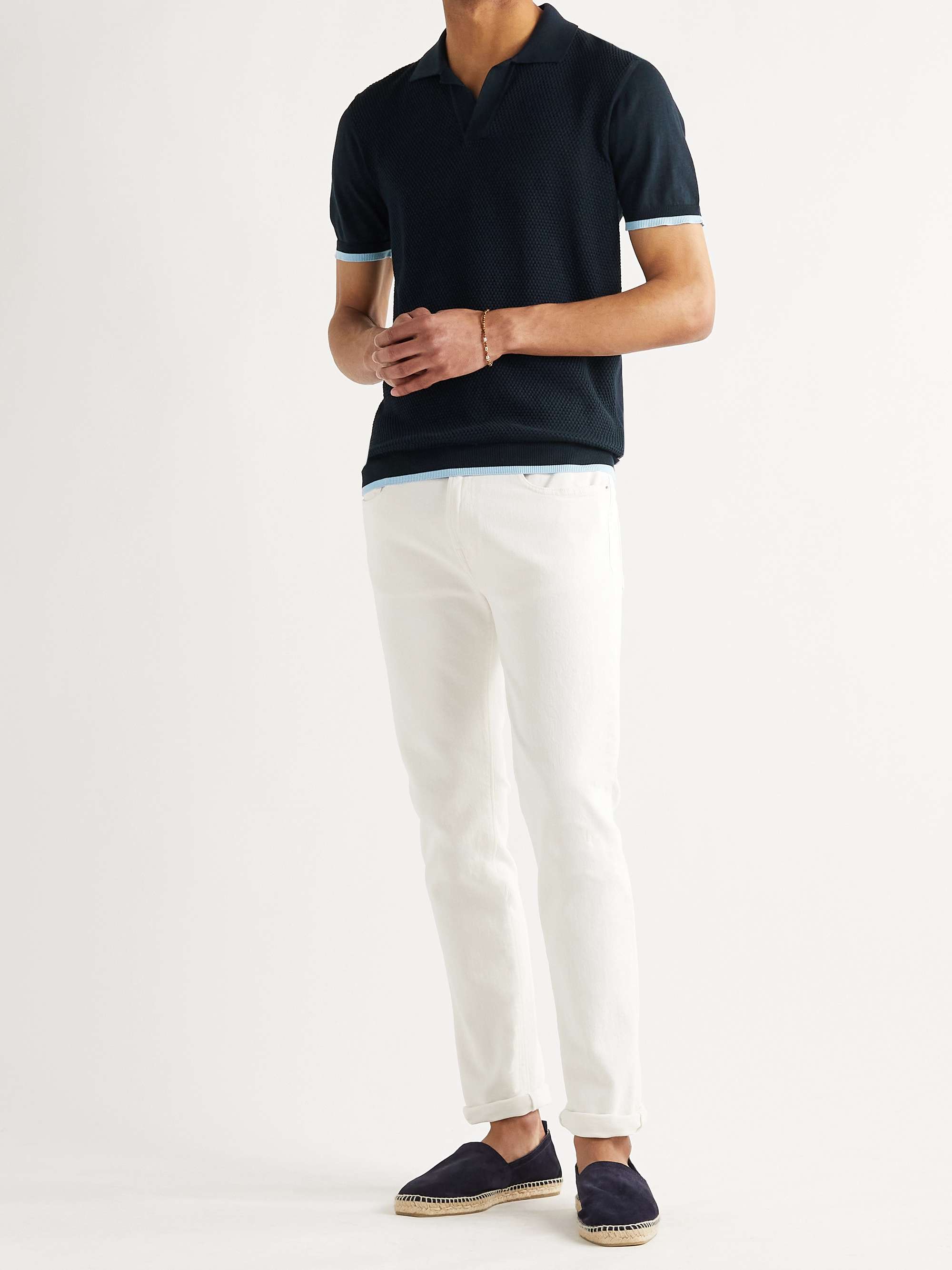 ORLEBAR BROWN Horton Slim-Fit Honeycomb-Knit Cotton Polo Shirt