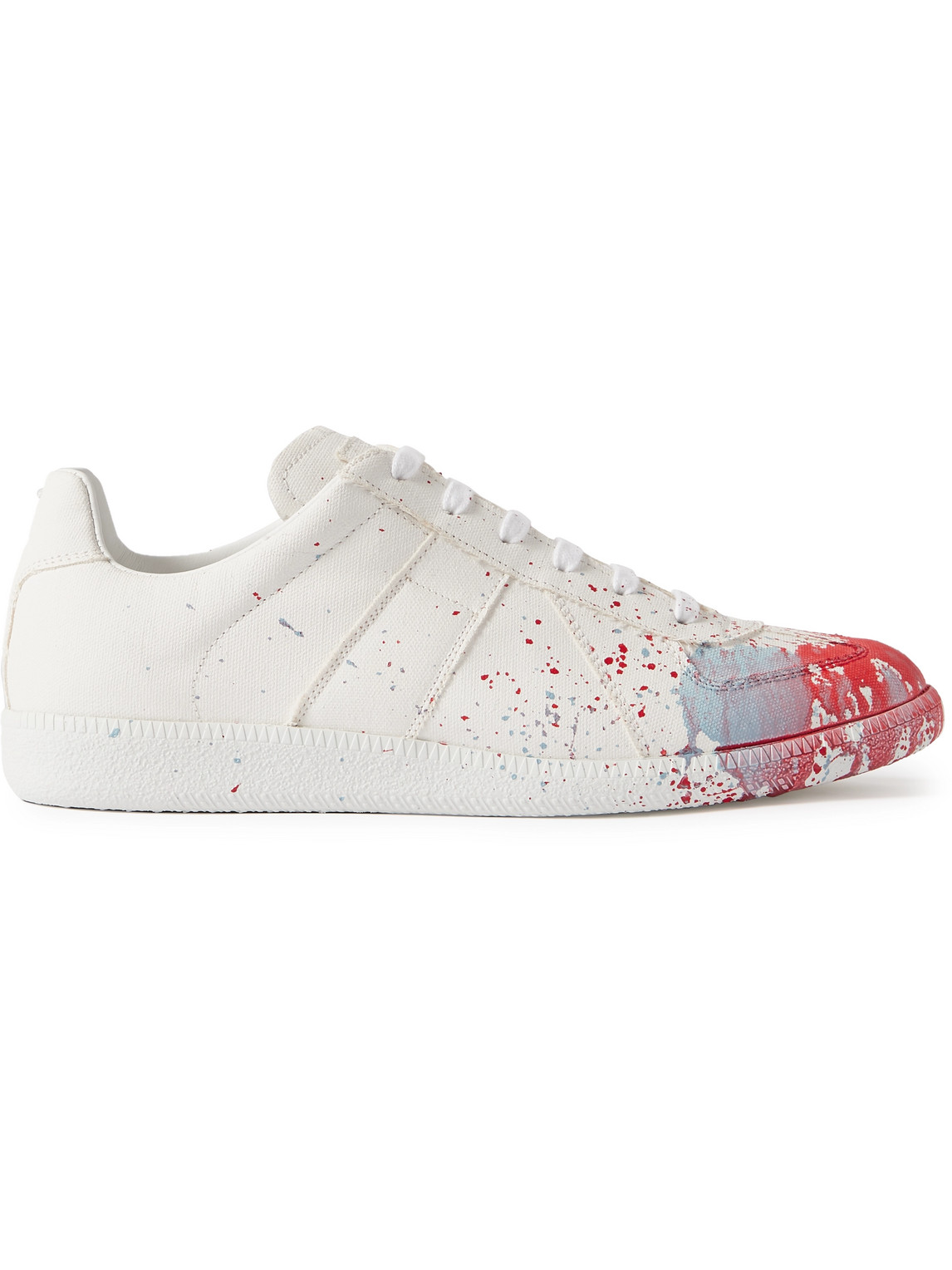 Maison Margiela Replica Painted Canvas Trainers In White