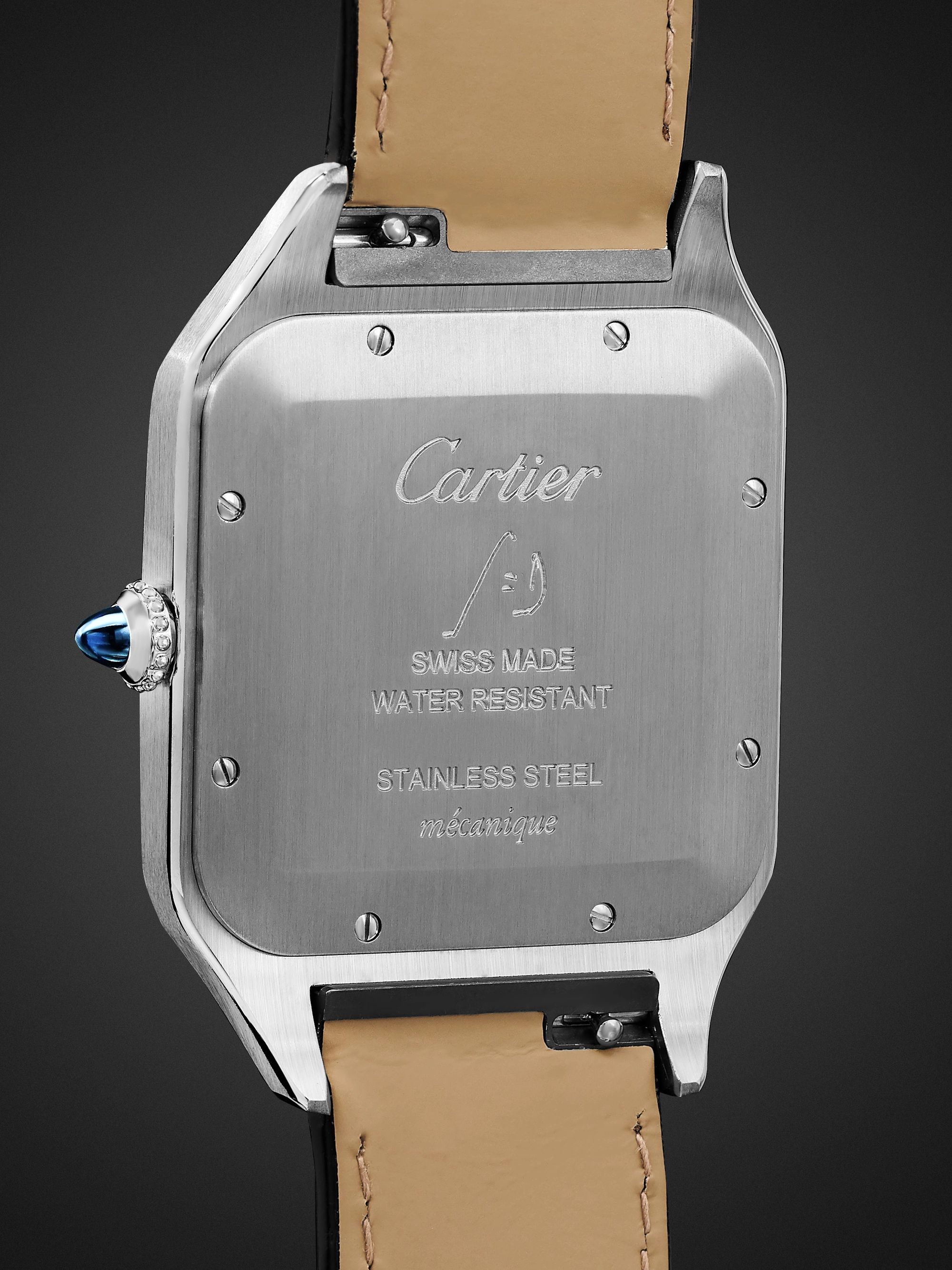 CARTIER Santos-Dumont Hand-Wound 33.9mm Extra Large 18-Karat Rose Gold, Steel and Alligator Watch, Ref. No. W2SA0017