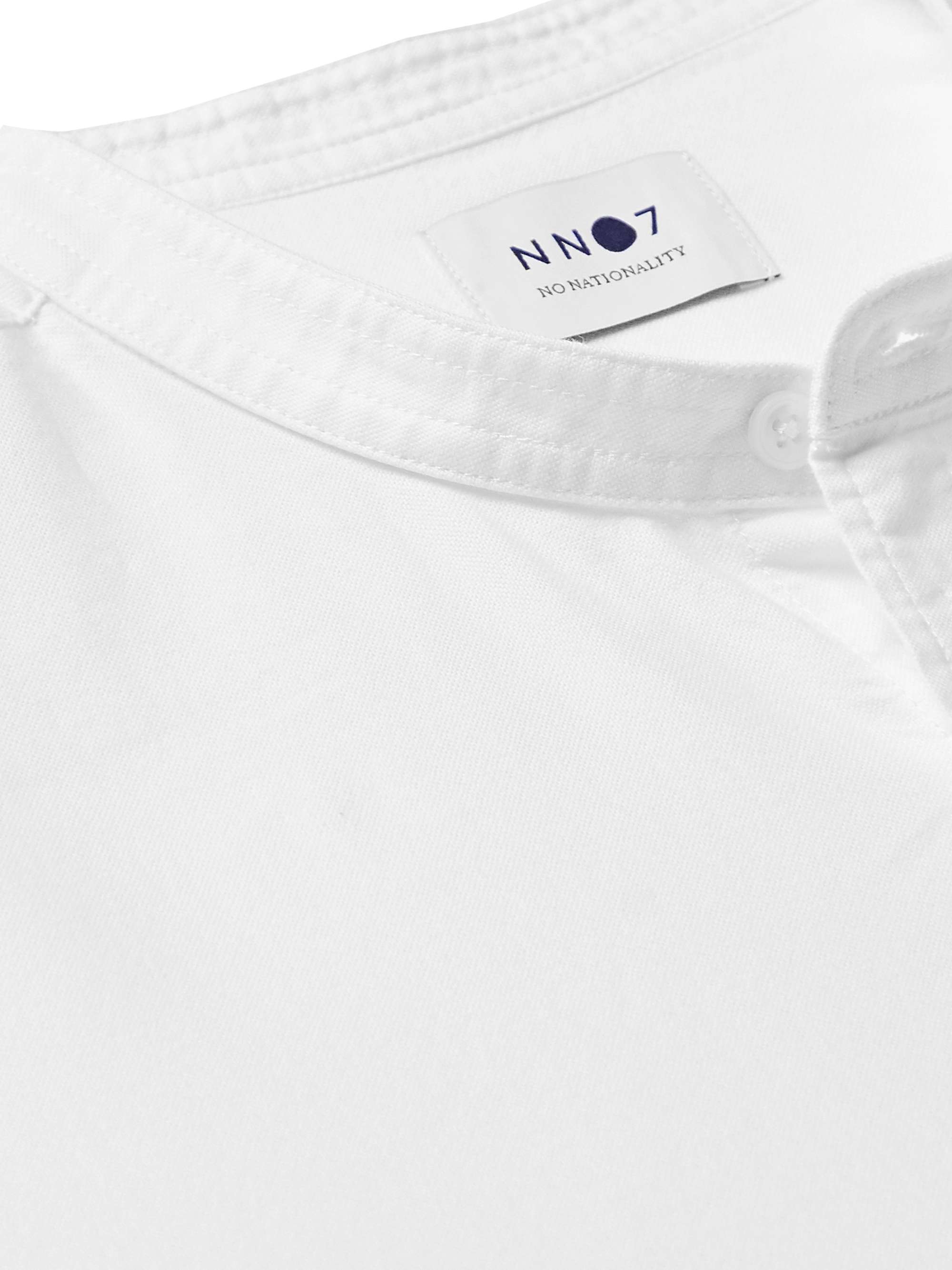 NN07 Justin Grandad-Collar Cotton Oxford Shirt