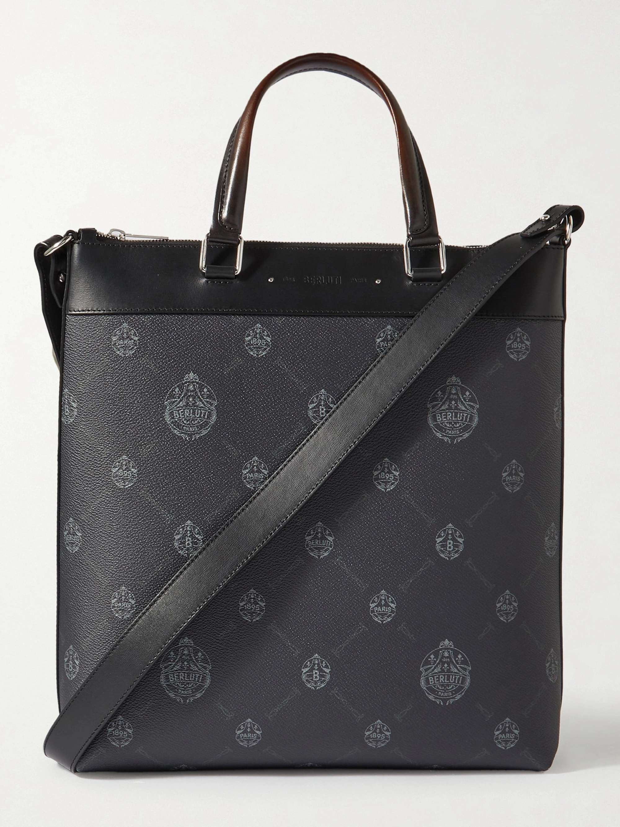BERLUTI Passenger Leather-Trimmed Logo-Print Canvas Tote Bag