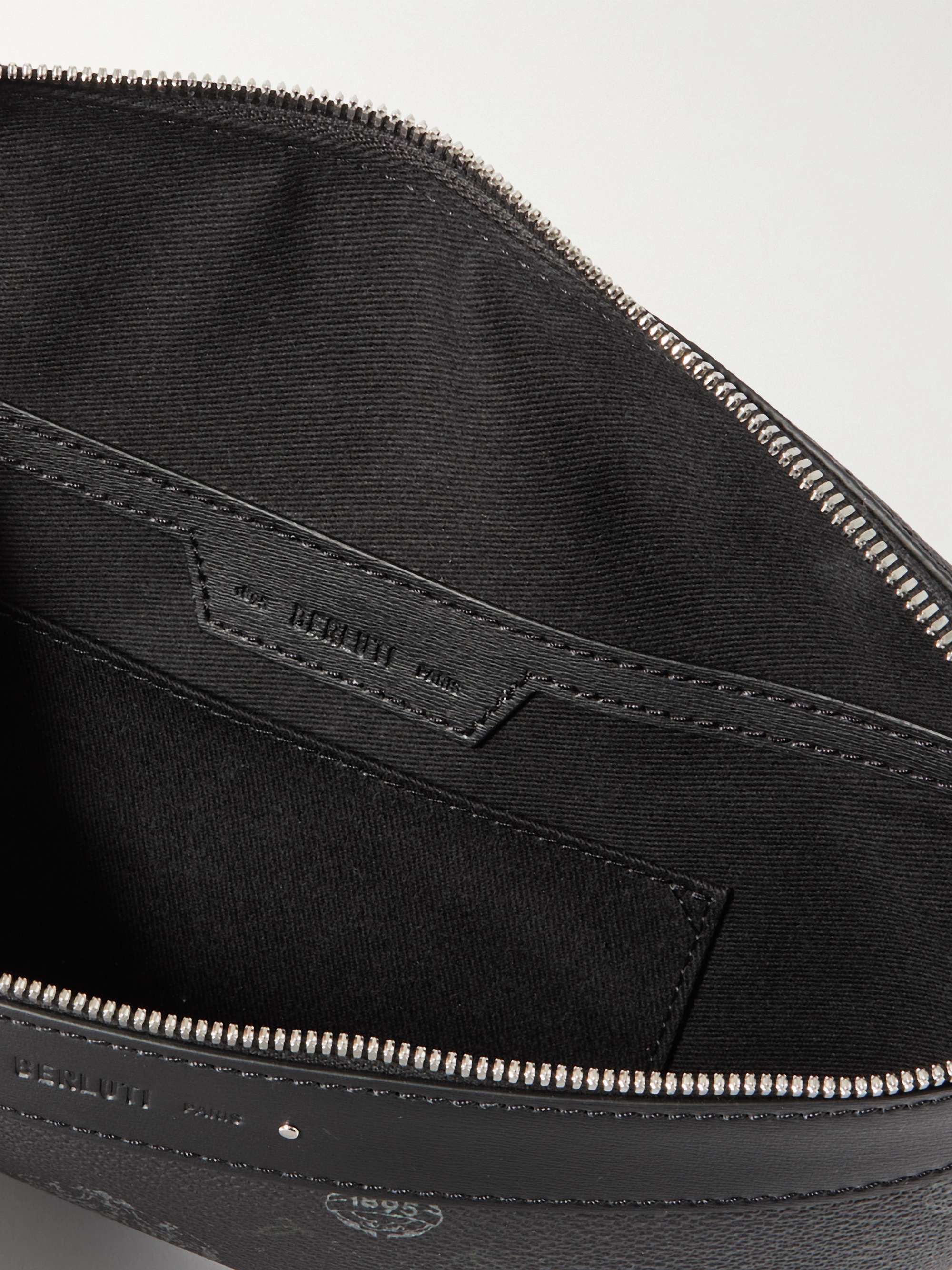 BERLUTI Leather-Trimmed Logo-Print Canvas Belt Bag