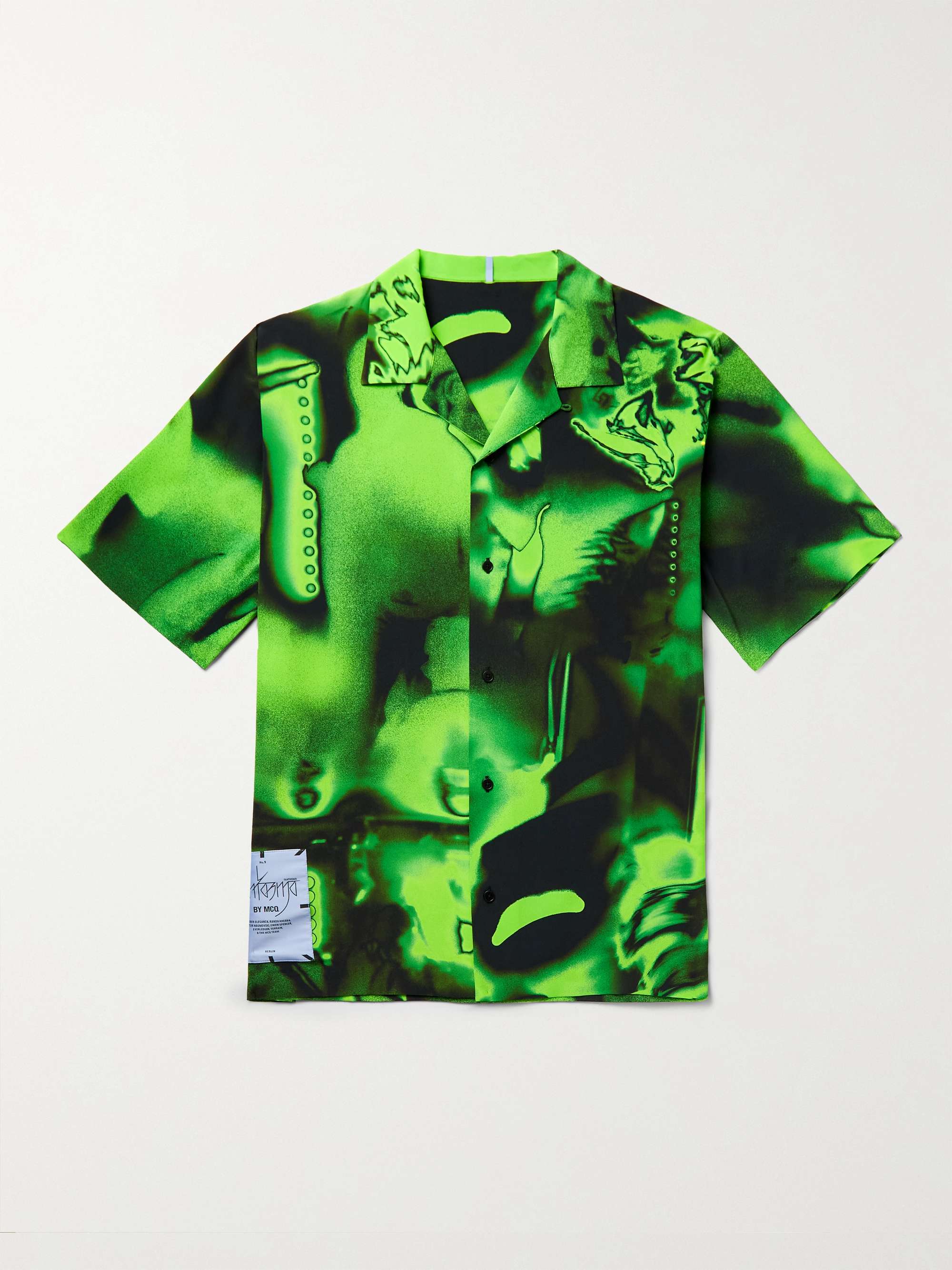 MCQ Camp-Collar Appliquéd Printed Crepe Shirt