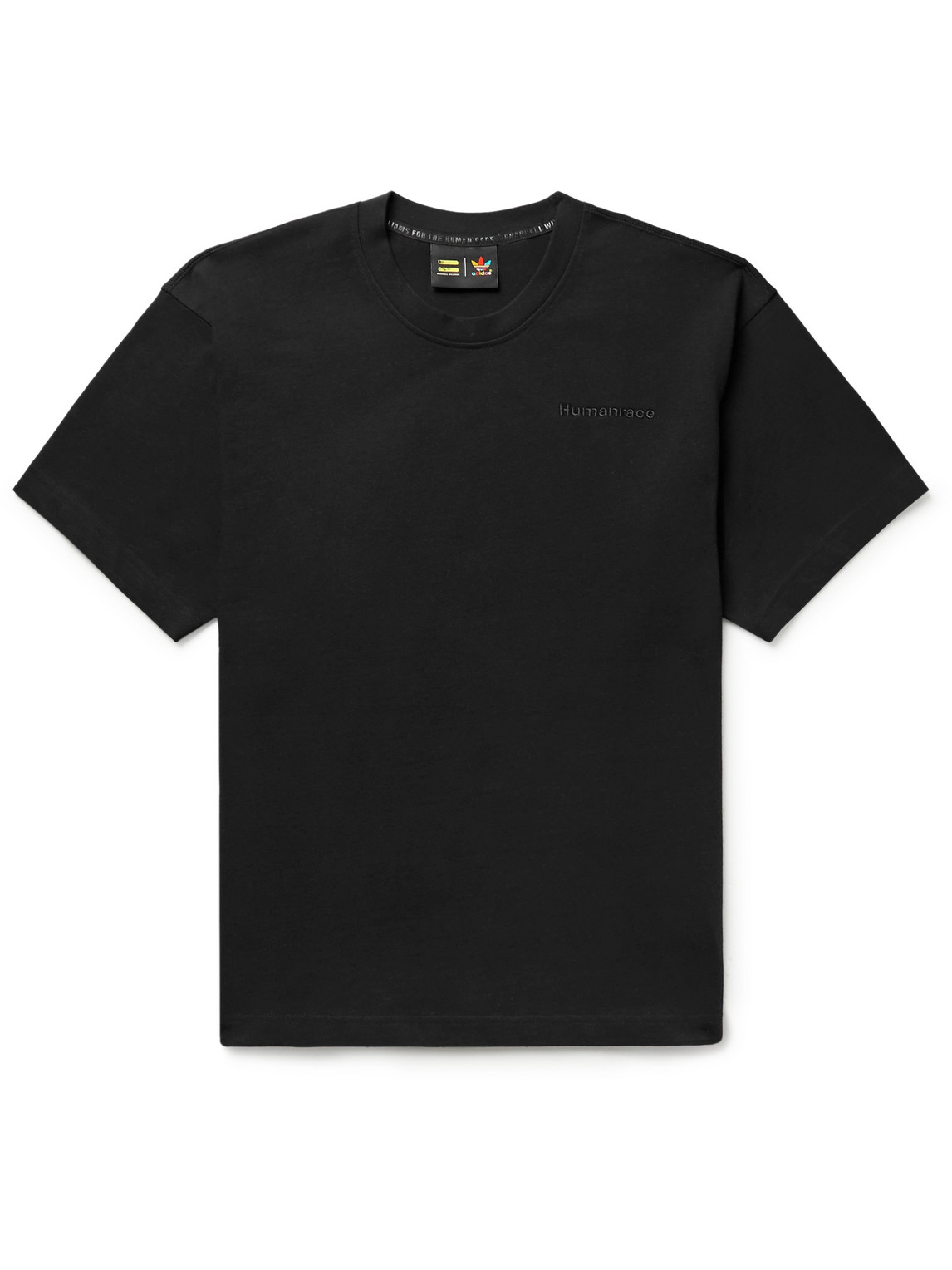 Adidas Consortium Pharrell Williams Basics Embroidered Cotton-jersey T-shirt In Black