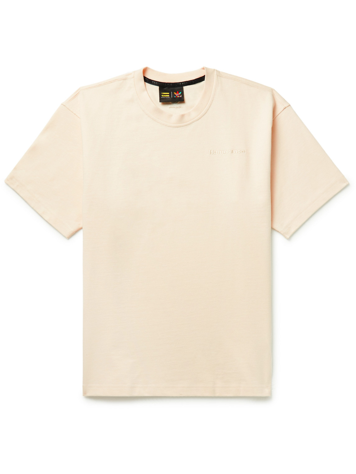 Adidas Consortium Pharrell Williams Basics Embroidered Cotton-jersey T-shirt In Neutrals