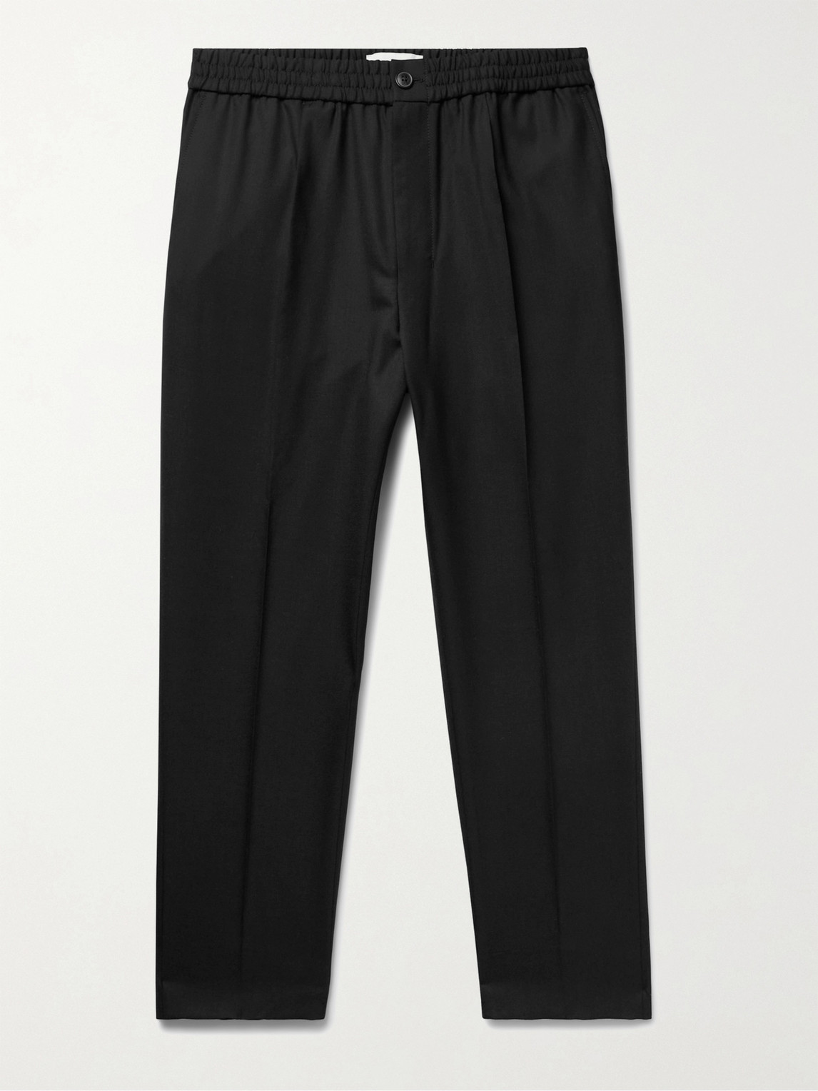 Ami Alexandre Mattiussi Tapered Cropped Pleated Virgin Wool Trousers In Black