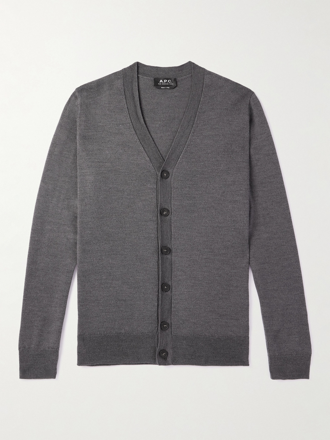 Apc Samuel Slim-fit Merino Wool Cardigan In Grey