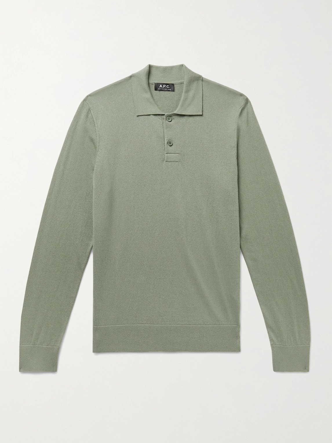Apc Aymar Slim-fit Cotton And Cashmere-blend Polo Shirt In Green
