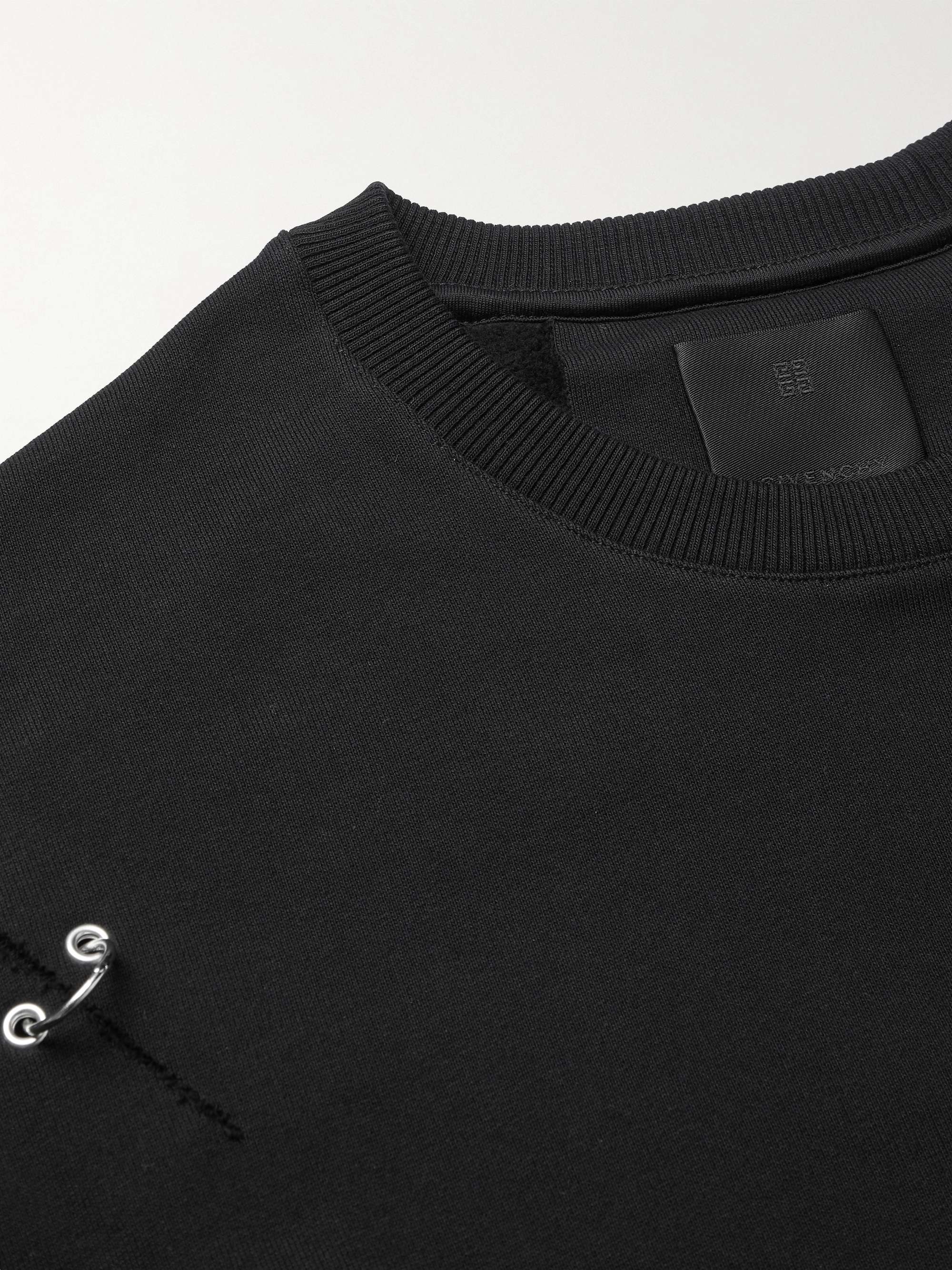 GIVENCHY Embellished Logo-Print Fleece-Back Cotton-Jersey Sweatshirt