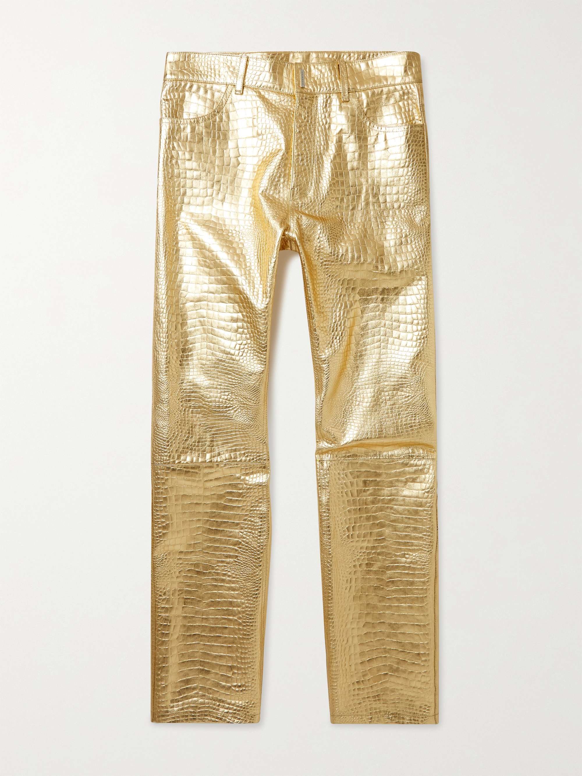 GIVENCHY Croc-Effect Metallic Leather Trousers