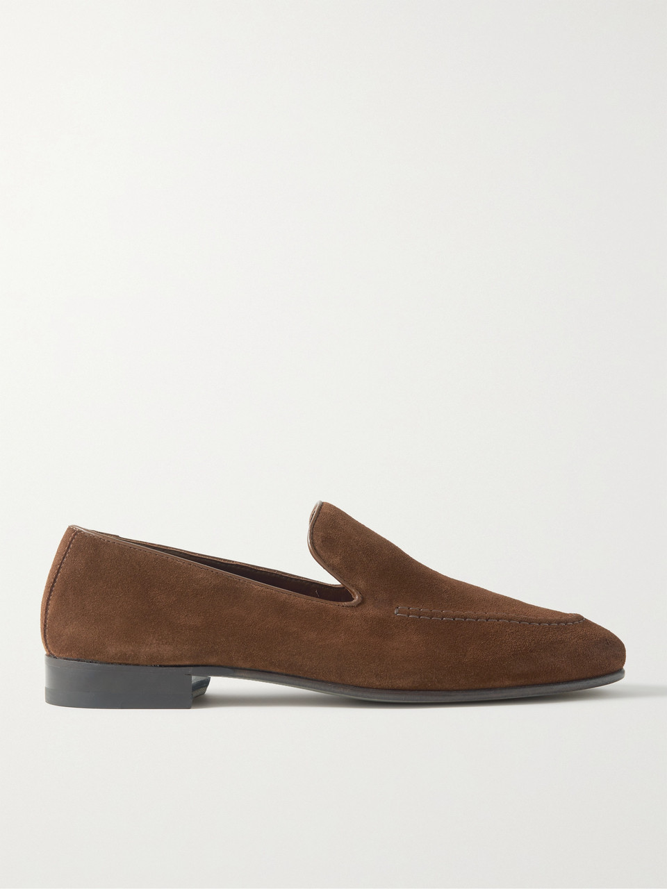 Manolo Blahnik Truro Leather-trimmed Suede Loafers In Brown