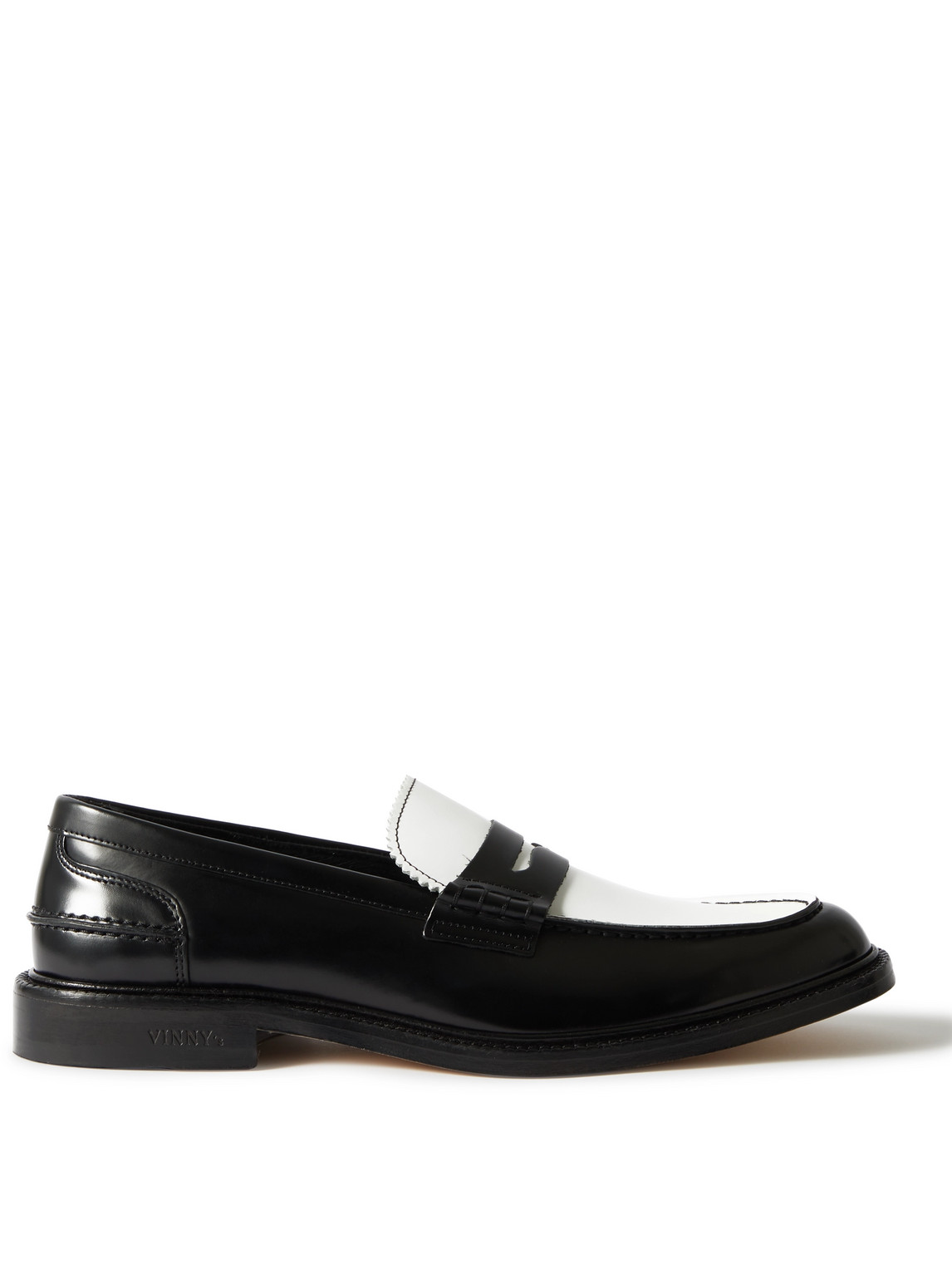 Vinny's Uptownee Colour-block Leather Penny Loafers In Black