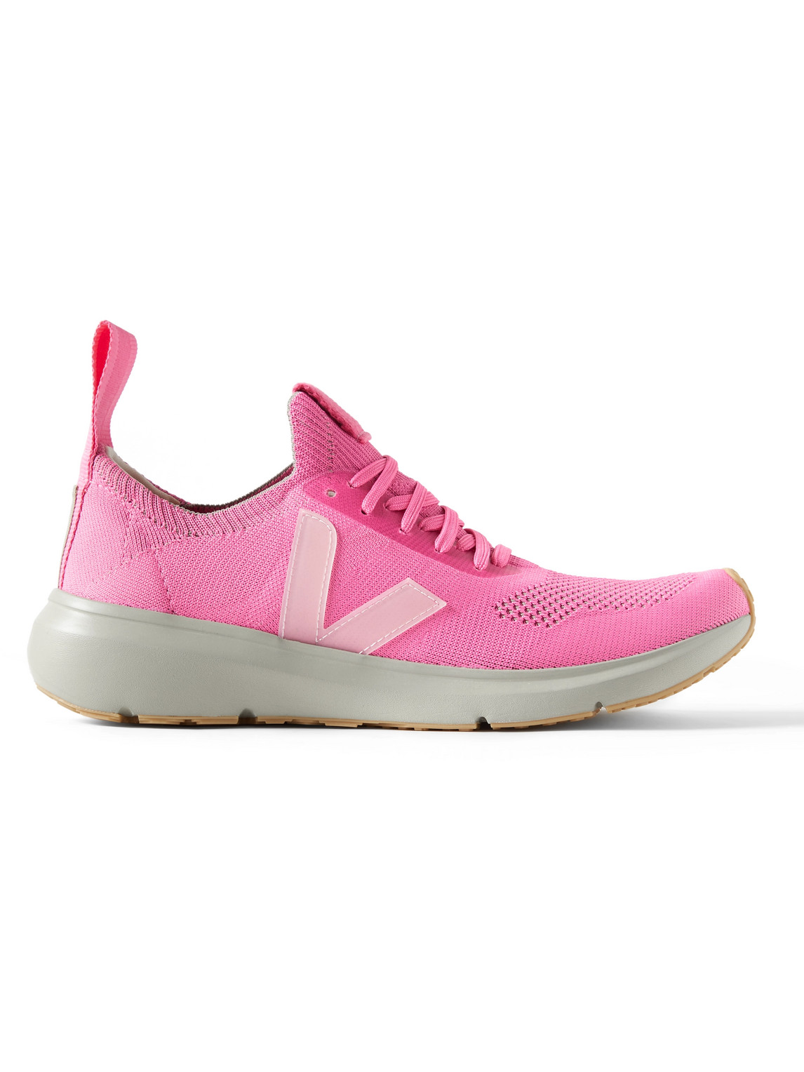 Rick Owens Veja Rubber-trimmed Stretch-knit Sneakers In Pink