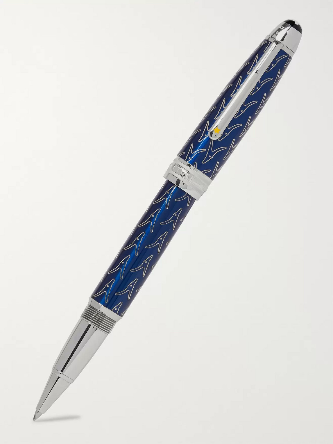 Montblanc Meisterstück Le Petit Prince Egraved Silver-tone And Resin Ballpoint Pen In Blue
