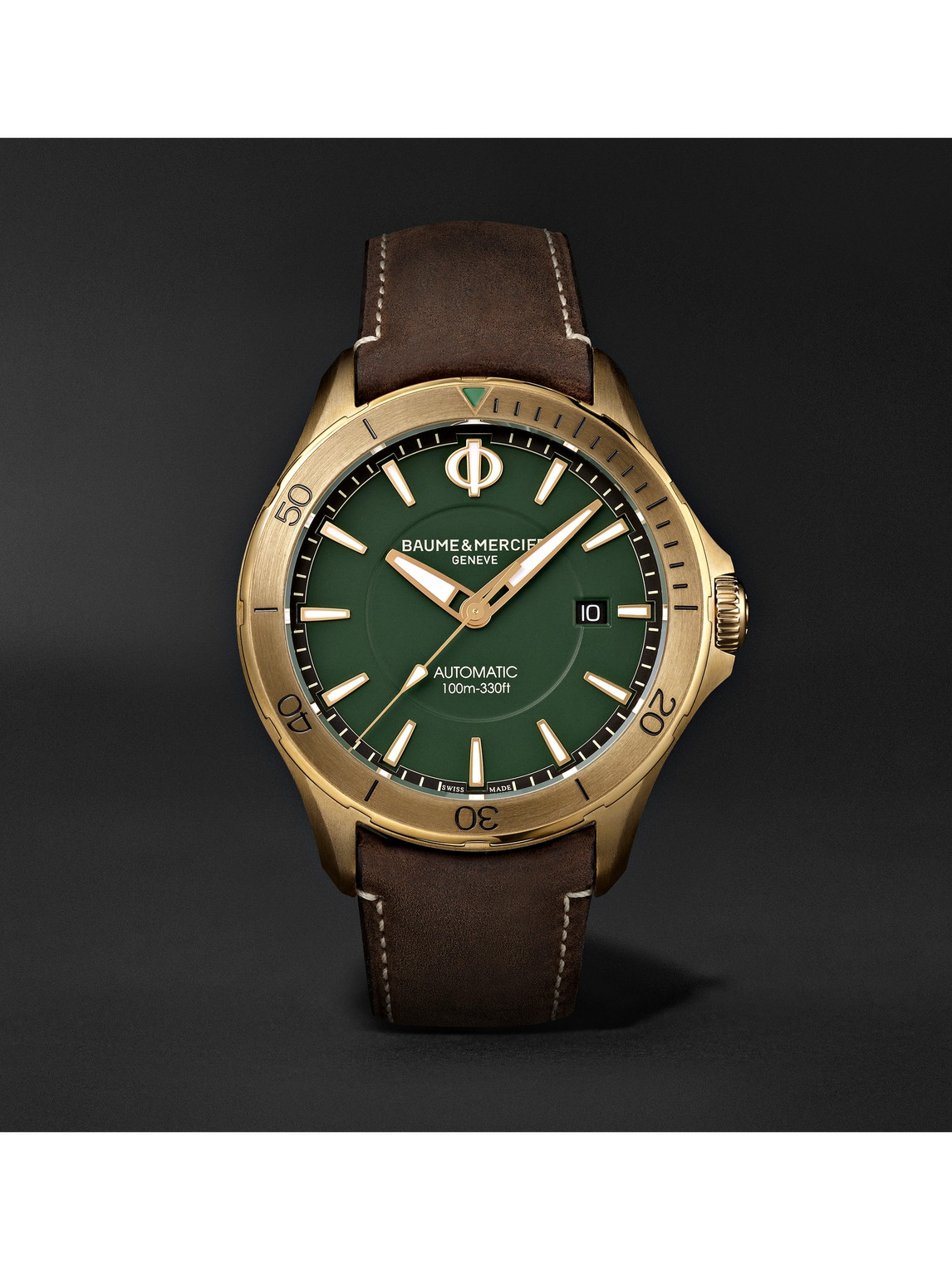 Baume & Mercier Clifton Club Automatic 42mm Bronze And Suede Watch, Ref. No. M0a10503 In Green/brown