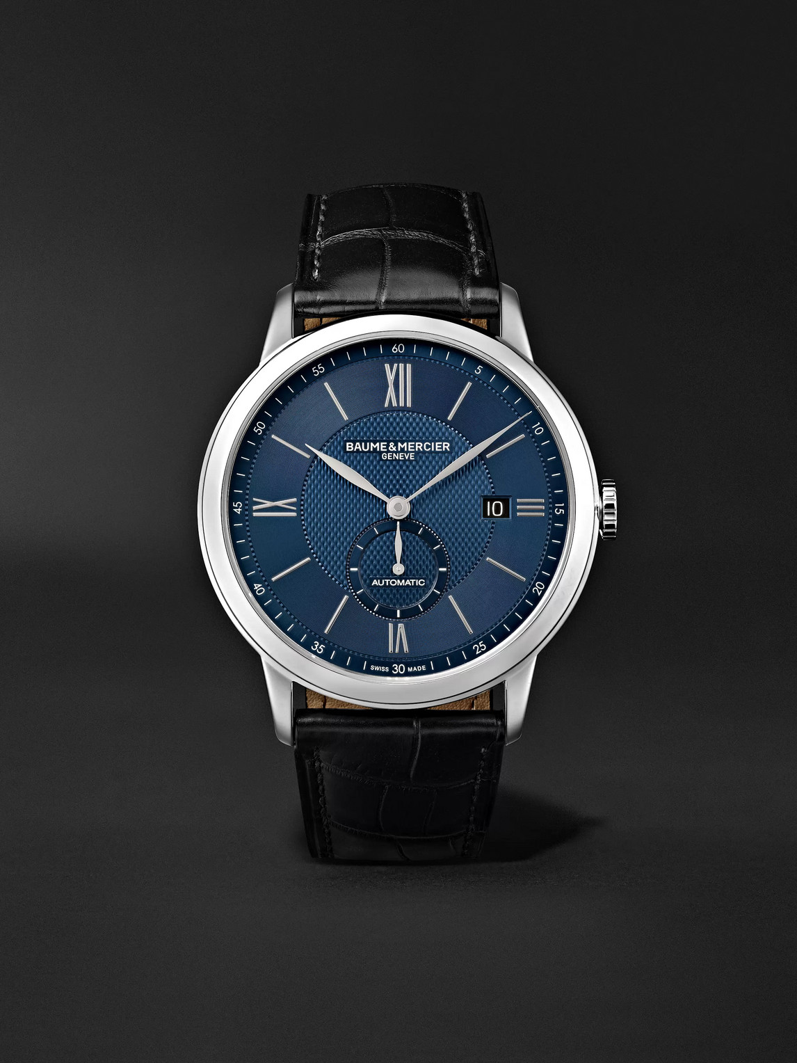 Baume & Mercier Classima Automatic 42mm Stainless Steel And Alligator Watch In Blue