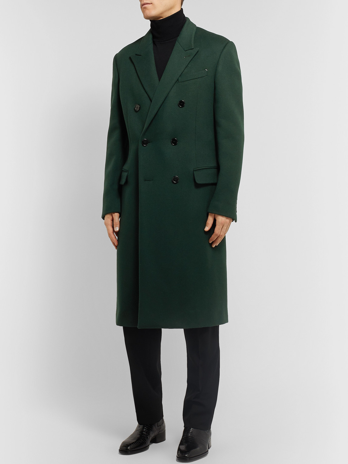Berluti Double-breasted Cashmere Overcoat In Green