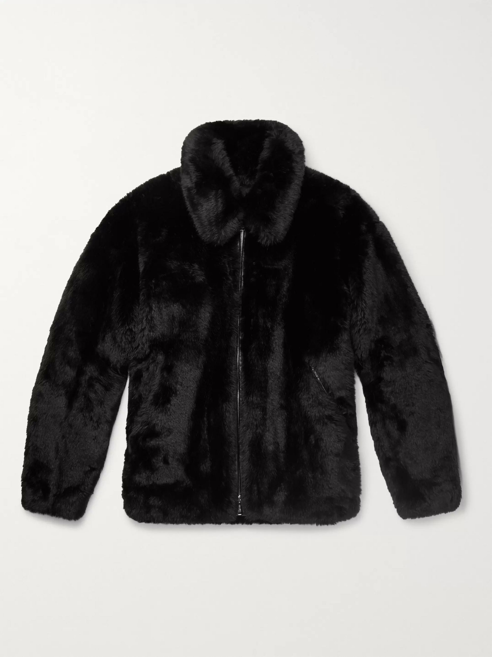 Fonkelnieuw Black Oversized Leather-Trimmed Faux Fur Coat | MASTERMIND WORLD UD-87