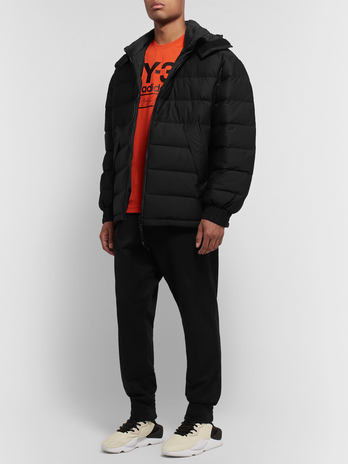 Y-3 Logo-print Quilted Shell Hooded Down Jacket In Black