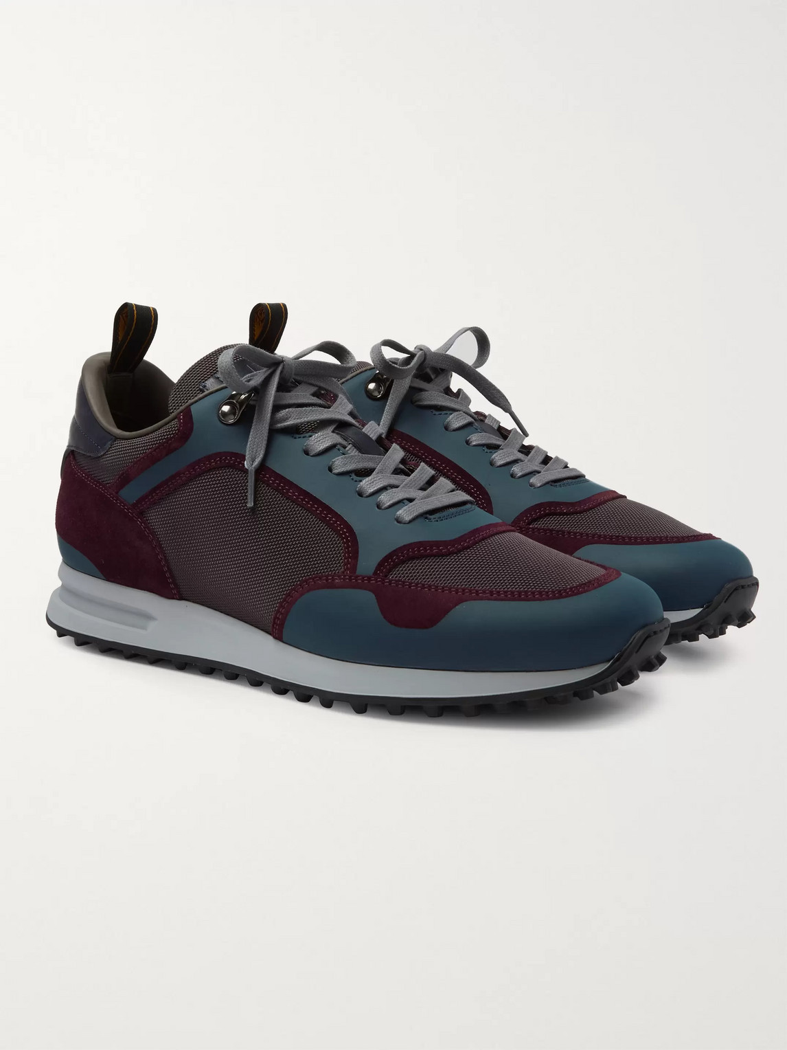 DUNHILL RADIAL RUNNER LEATHER AND SUEDE-TRIMMED MESH SNEAKERS