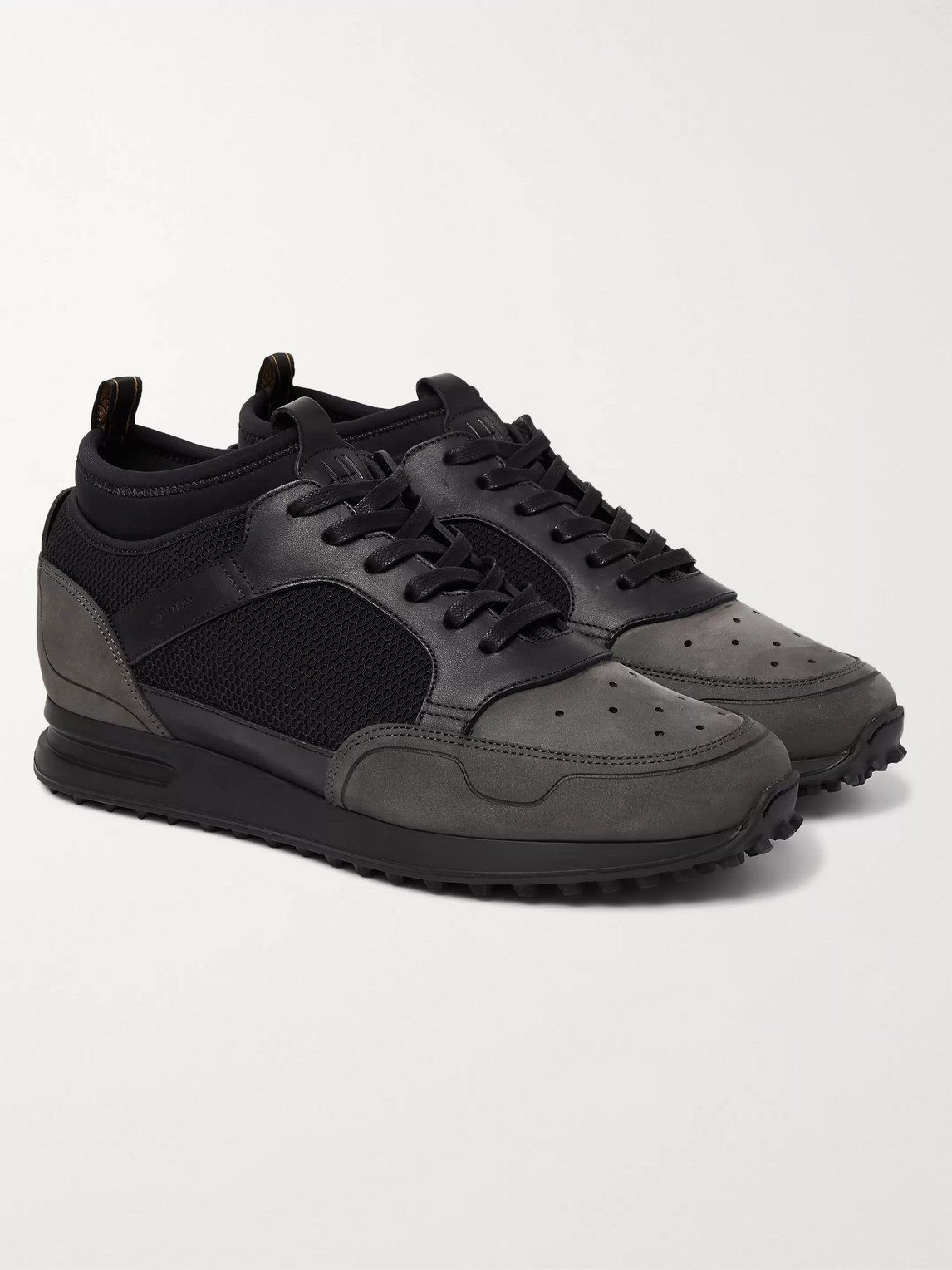 Dunhill Radial Runner Neoprene And Leather-trimmed Suede And Mesh Trainers In Black