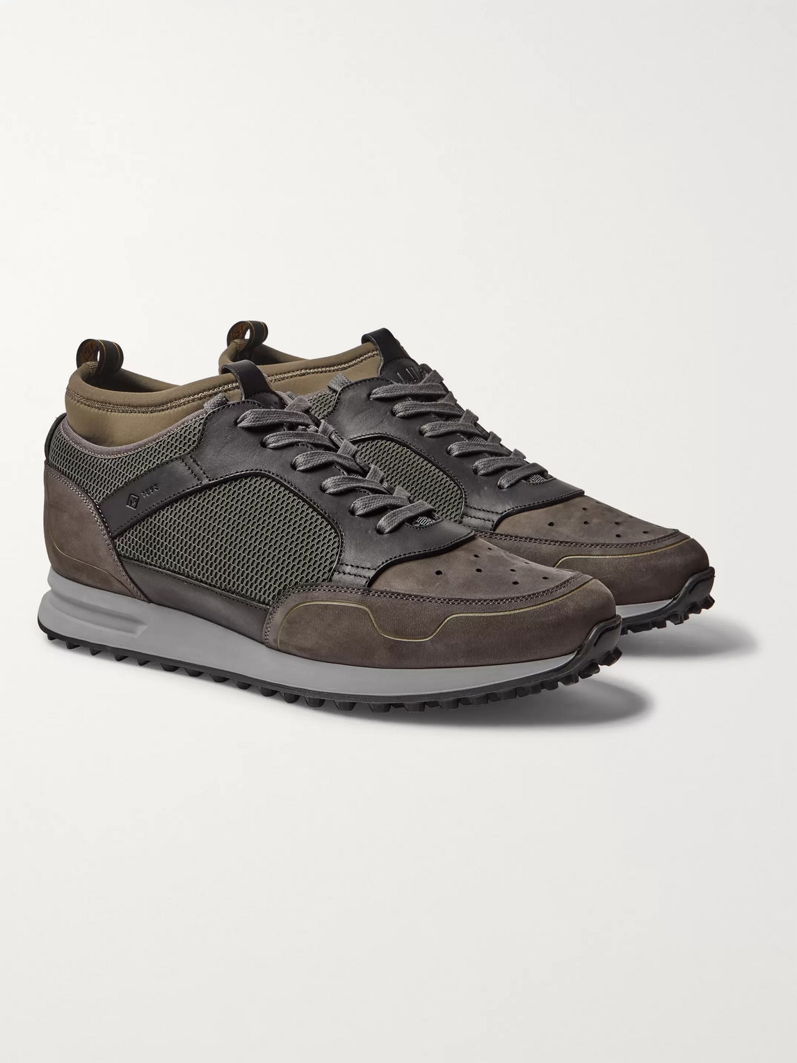 Dunhill Radial Runner Neoprene And Leather-trimmed Suede And Mesh Sneakers In Green