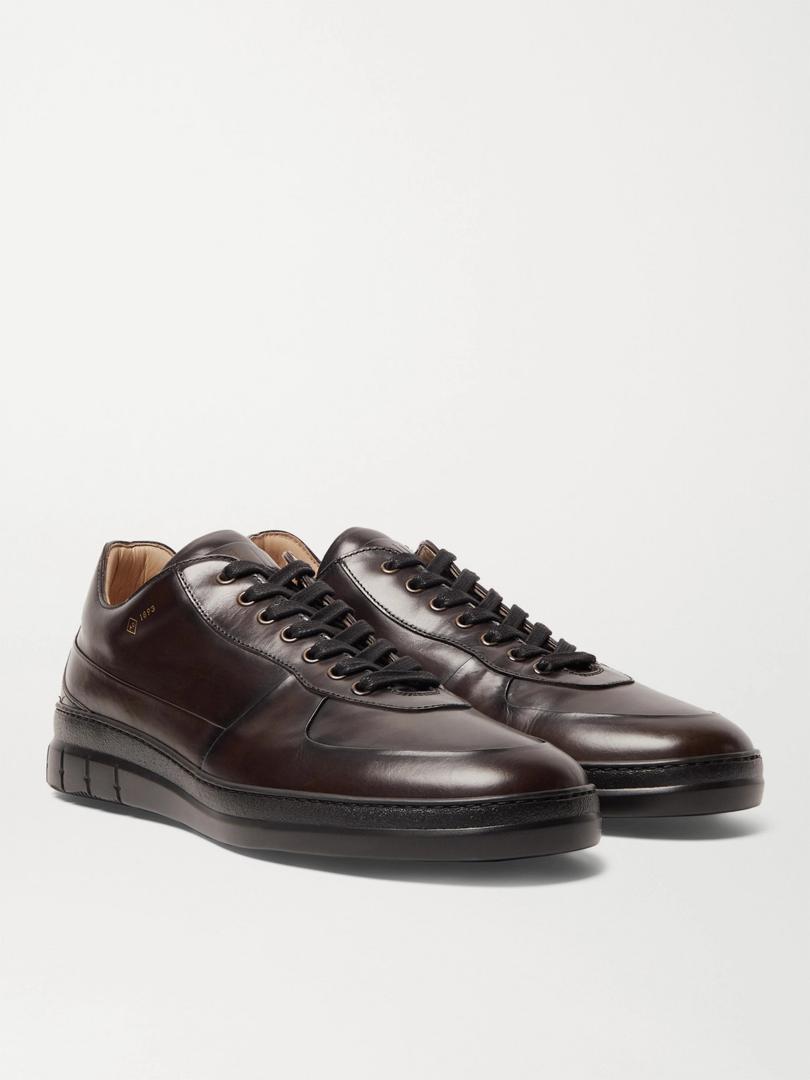 DUNHILL DUKE POLISHED-LEATHER SNEAKERS