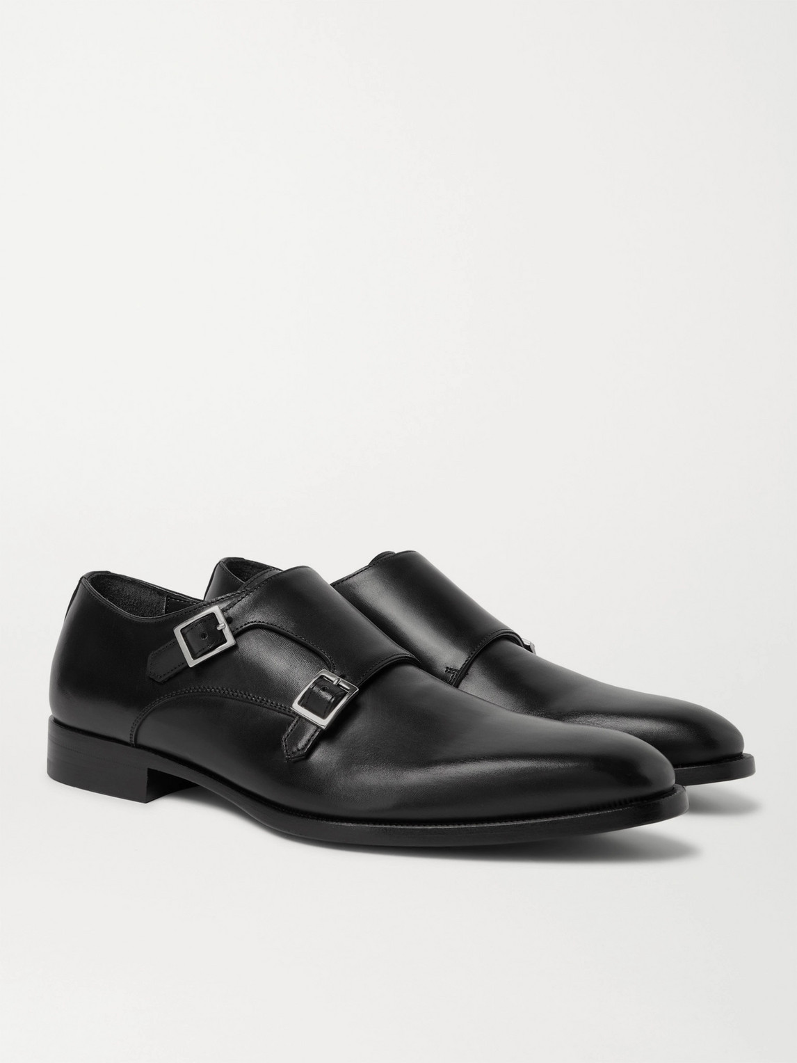 Dunhill Leather Monk-strap Shoes In Black