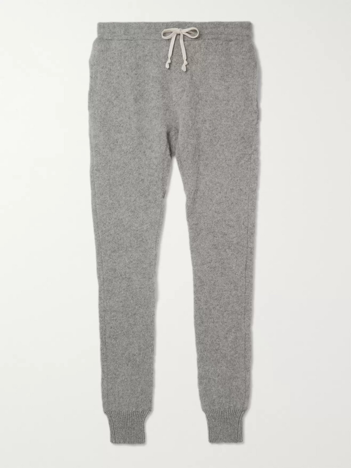 Secondskin Slim-fit Tapered Brushed-cashmere Sweatpants In Gray