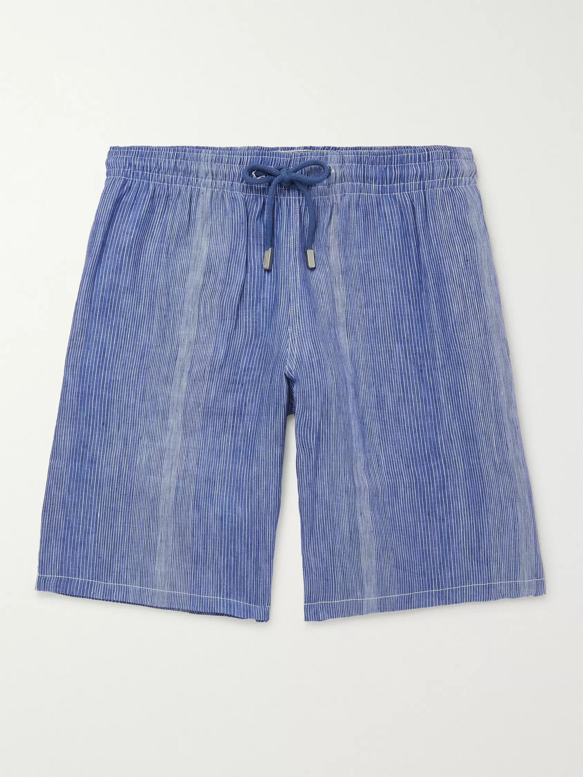 VILEBREQUIN BOLIDE STRIPED LINEN AND COTTON-BLEND DRAWSTRING SHORTS