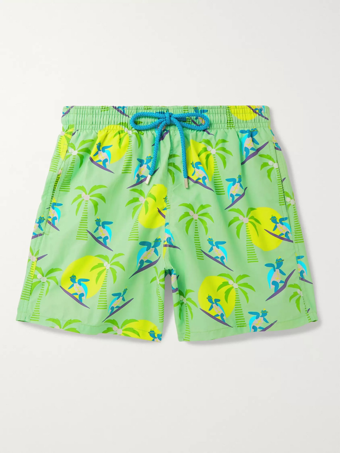 Vilebrequin Moorea Mid-length Printed Swim Shorts In Green