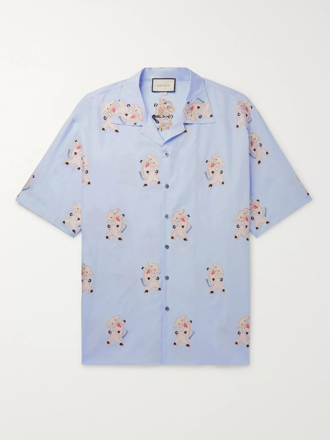 GUCCI OVERSIZED CAMP-COLLAR EMBROIDERED COTTON SHIRT
