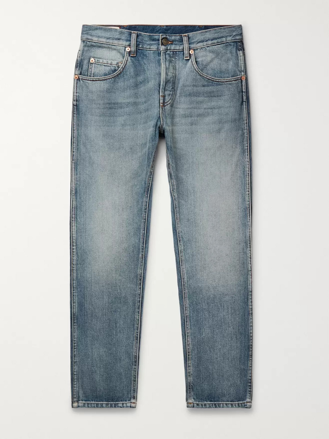 Gucci Slim-fit Cropped Tapered Denim Jeans In Blue
