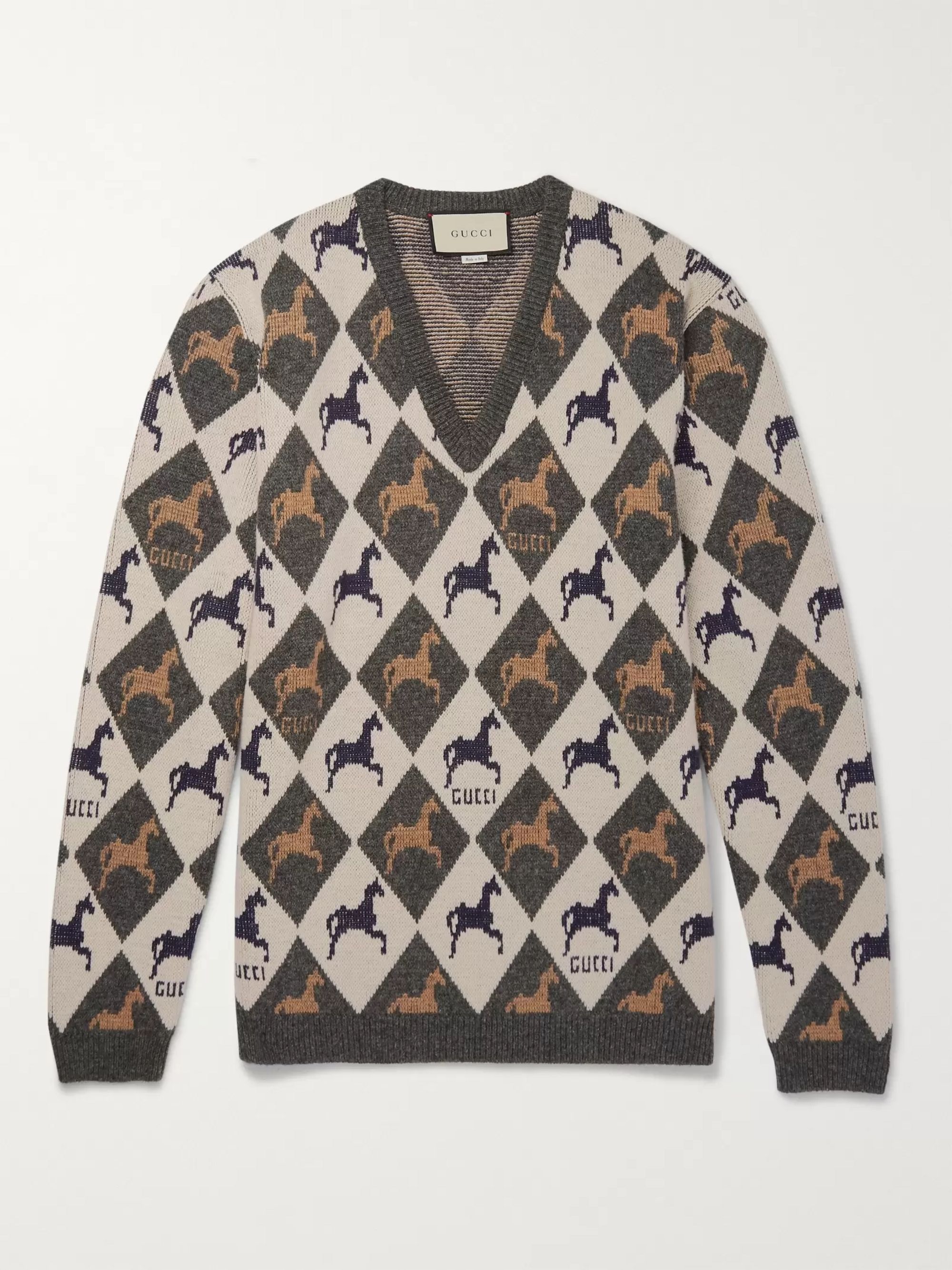 Anthracite Wool-Jacquard Sweater 