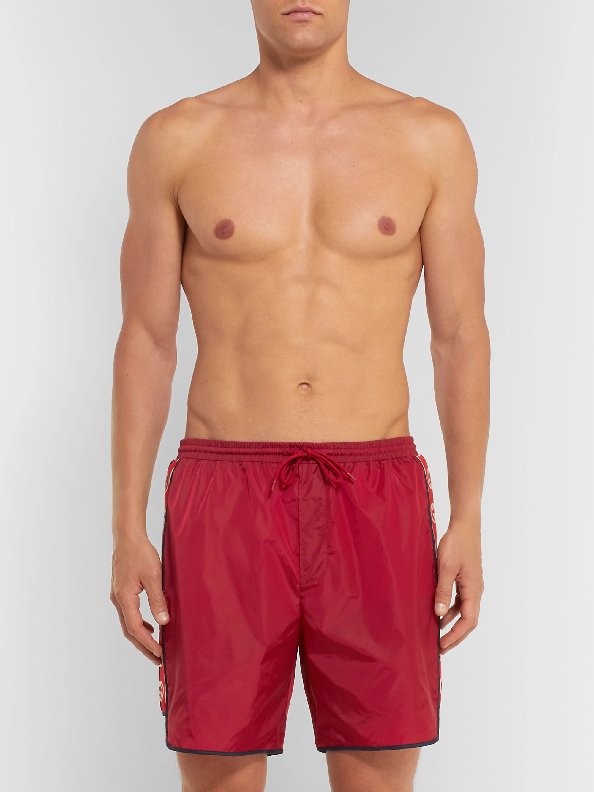 gucci swim shorts red