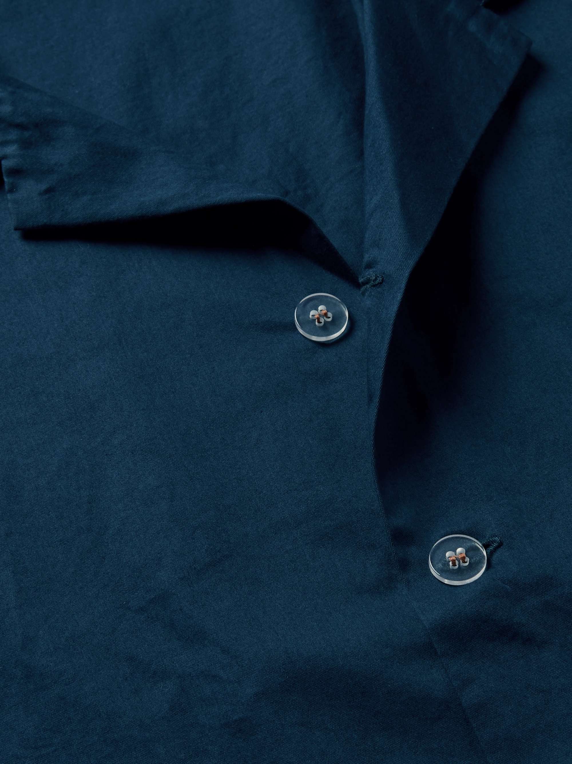 CLEVERLY LAUNDRY Piped Garment-Dyed Washed-Cotton Pyjama Shirt