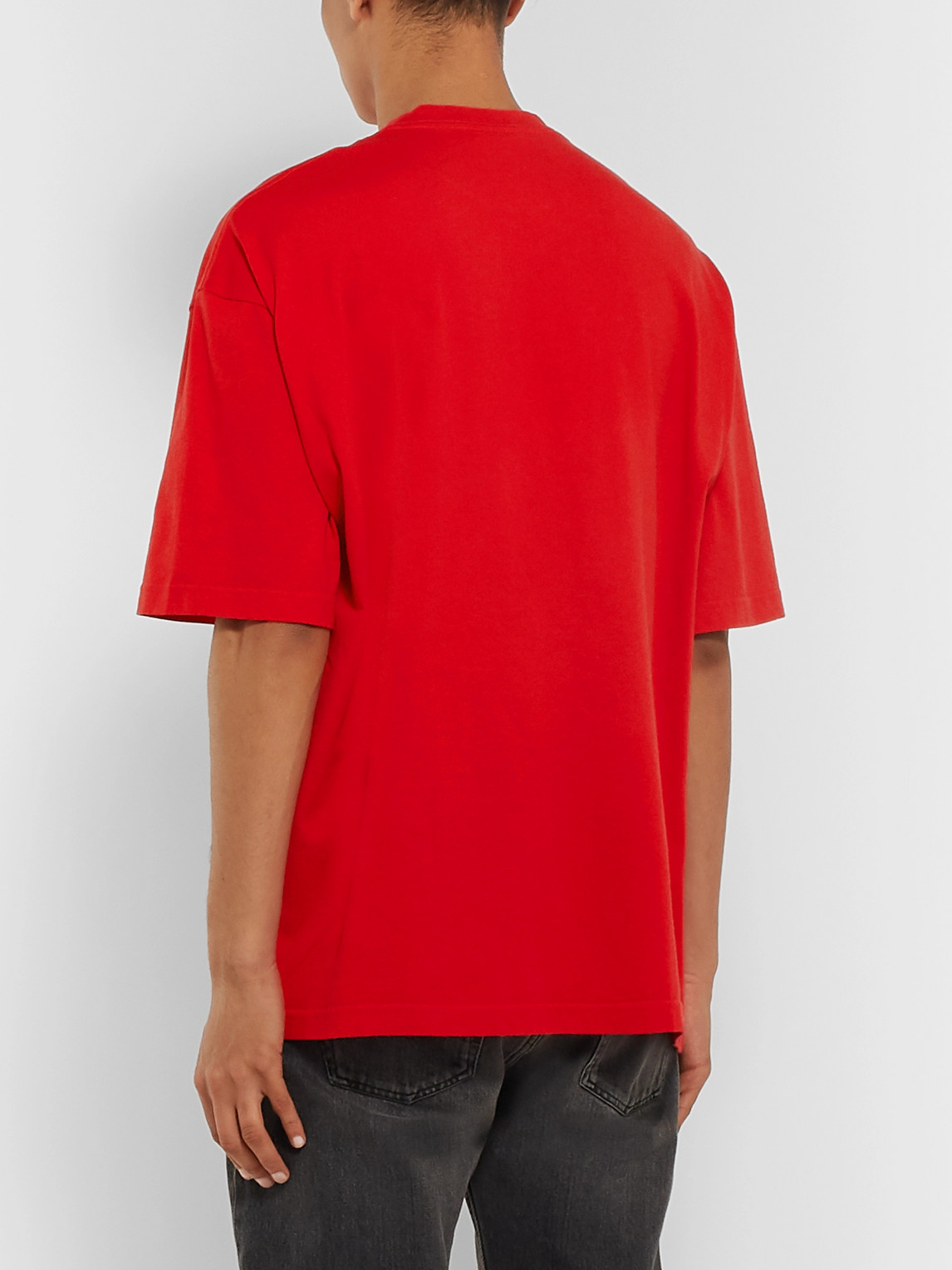 Shop Balenciaga Logo-print Cotton-jersey T-shirt In Red