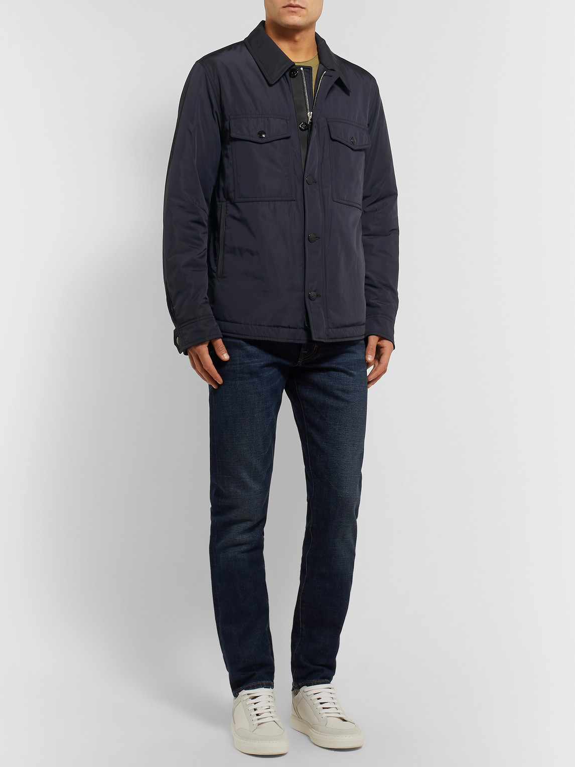 Tom Ford Shell Field Jacket In Blue
