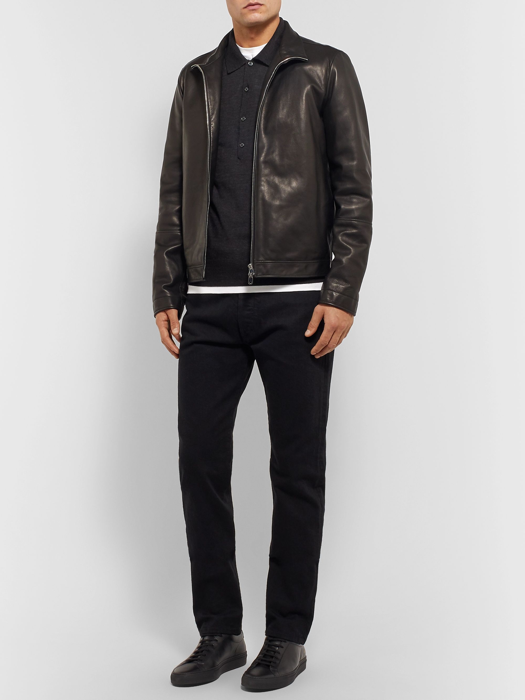 black polo leather jacket