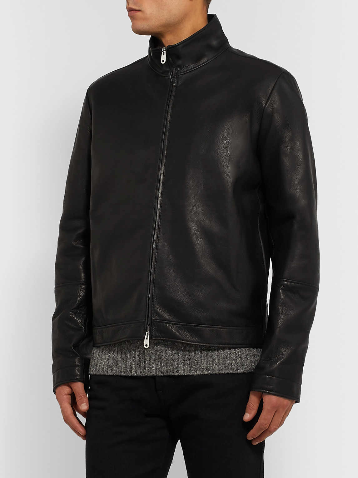 The Row Men's Cole Calfskin Zip-front Jacket In Black | ModeSens