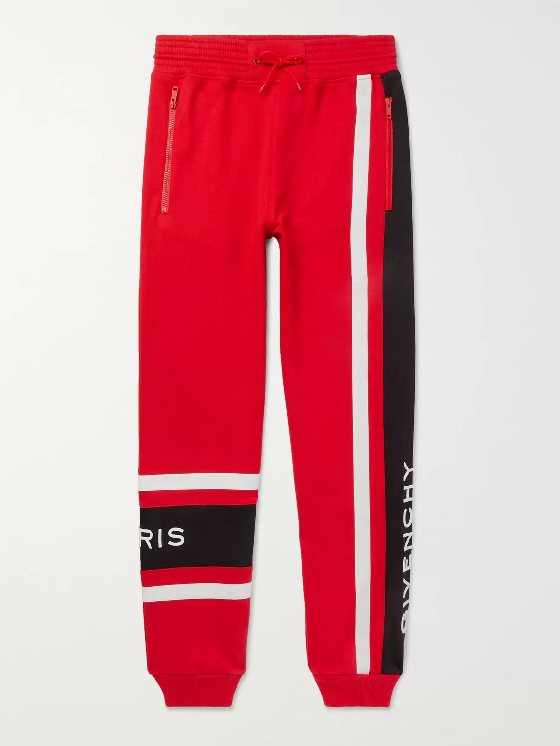 GIVENCHY TAPERED LOGO-EMBROIDERED LOOPBACK COTTON-JERSEY SWEATPANTS