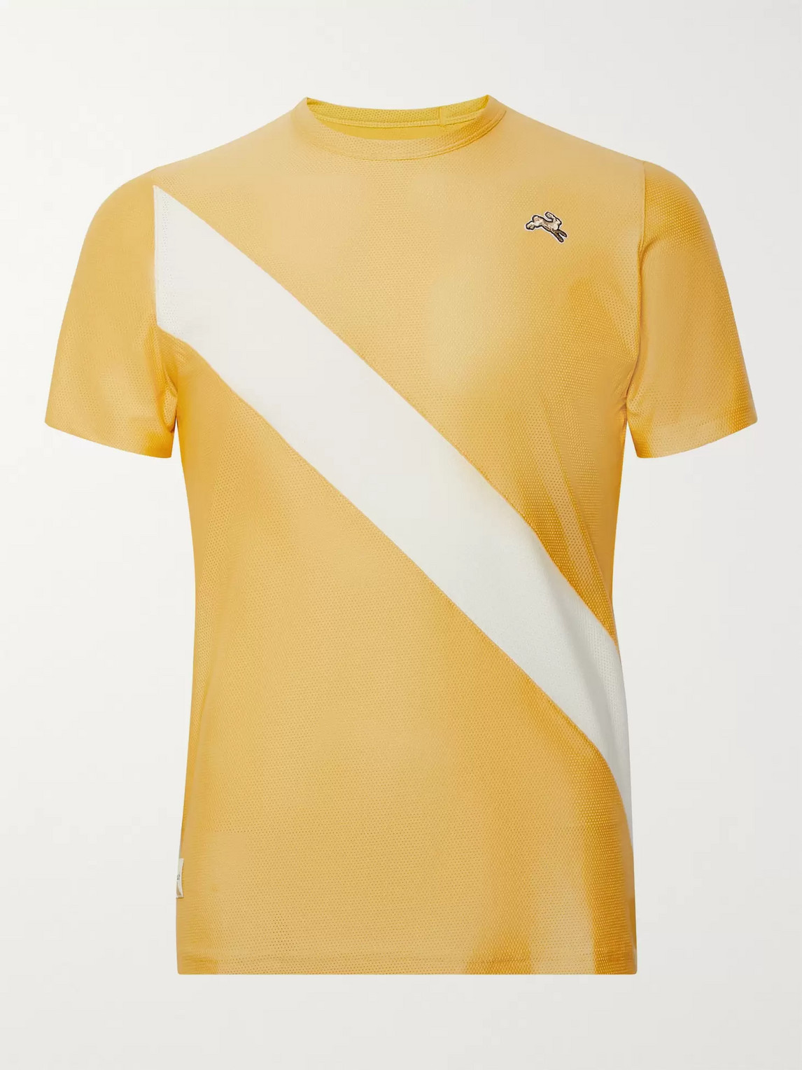 Tracksmith Van Cortlandt Striped Stretch-mesh T-shirt In Yellow