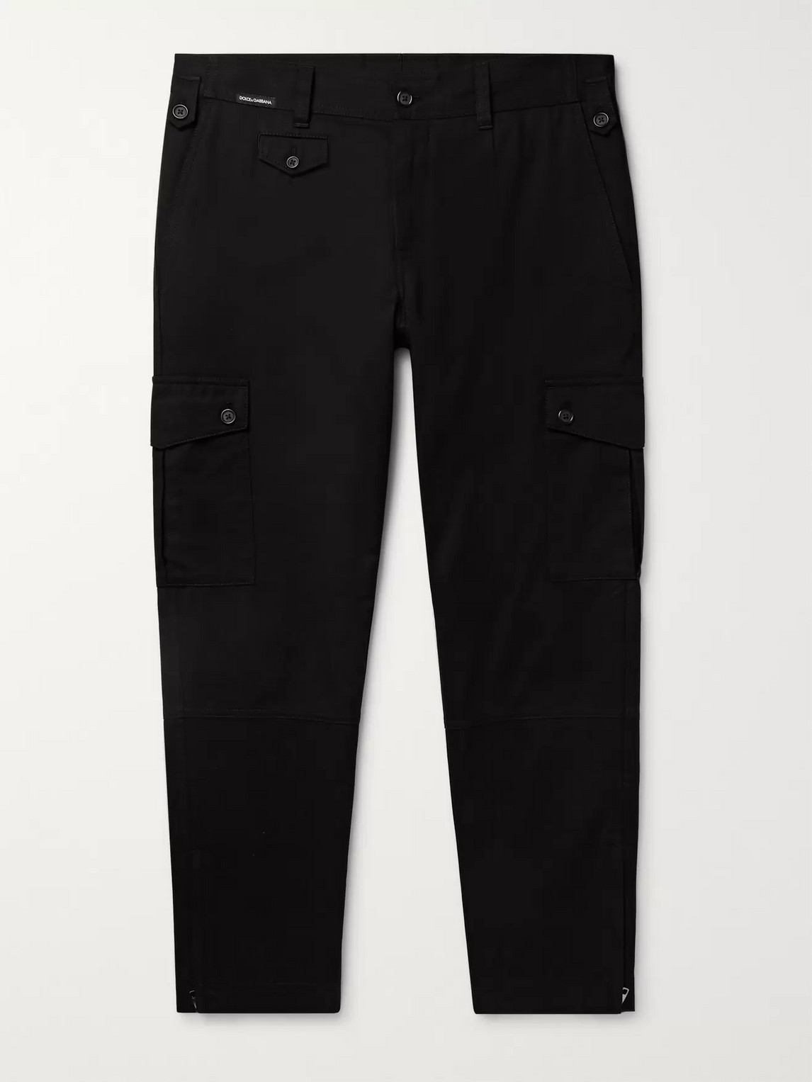 Dolce & Gabbana Slim-fit Cotton-blend Twill Cargo Trousers In Black