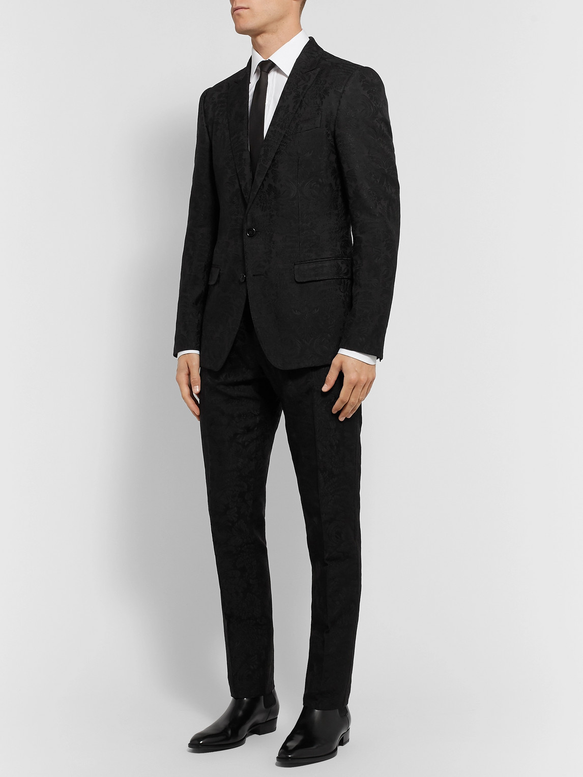 Dolce & Gabbana Black Slim-fit Jacquard Suit