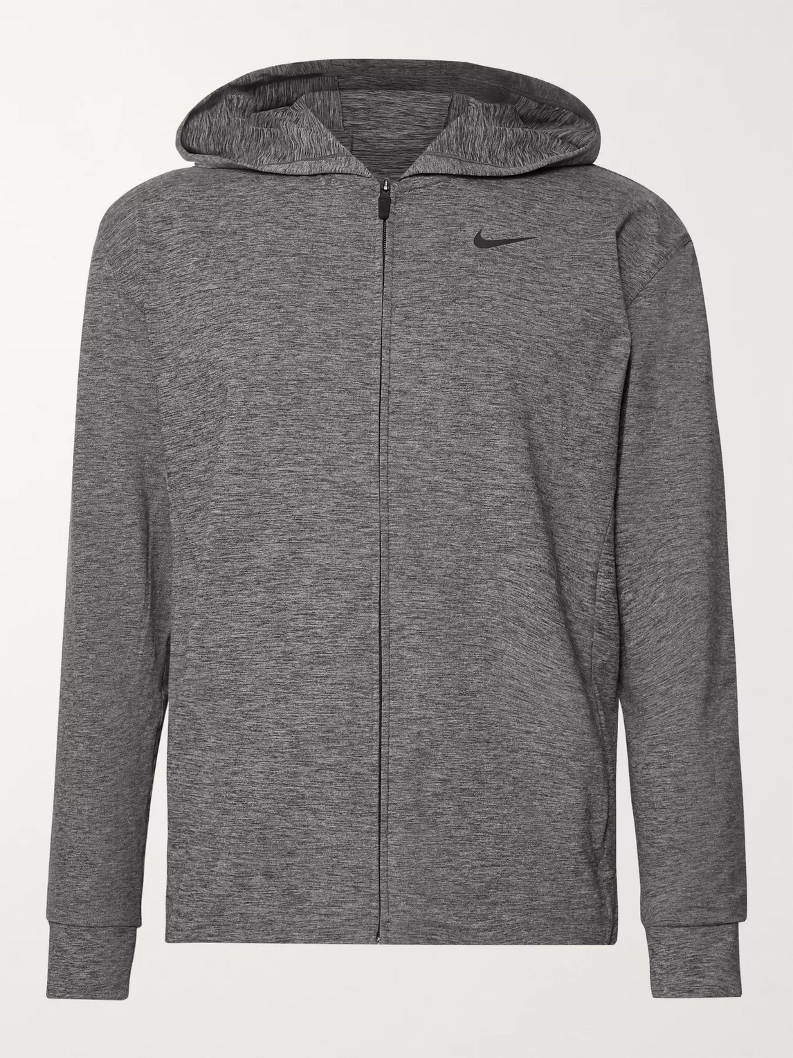 Nike Mélange Dri-fit Zip-up Yoga Hoodie In Grey