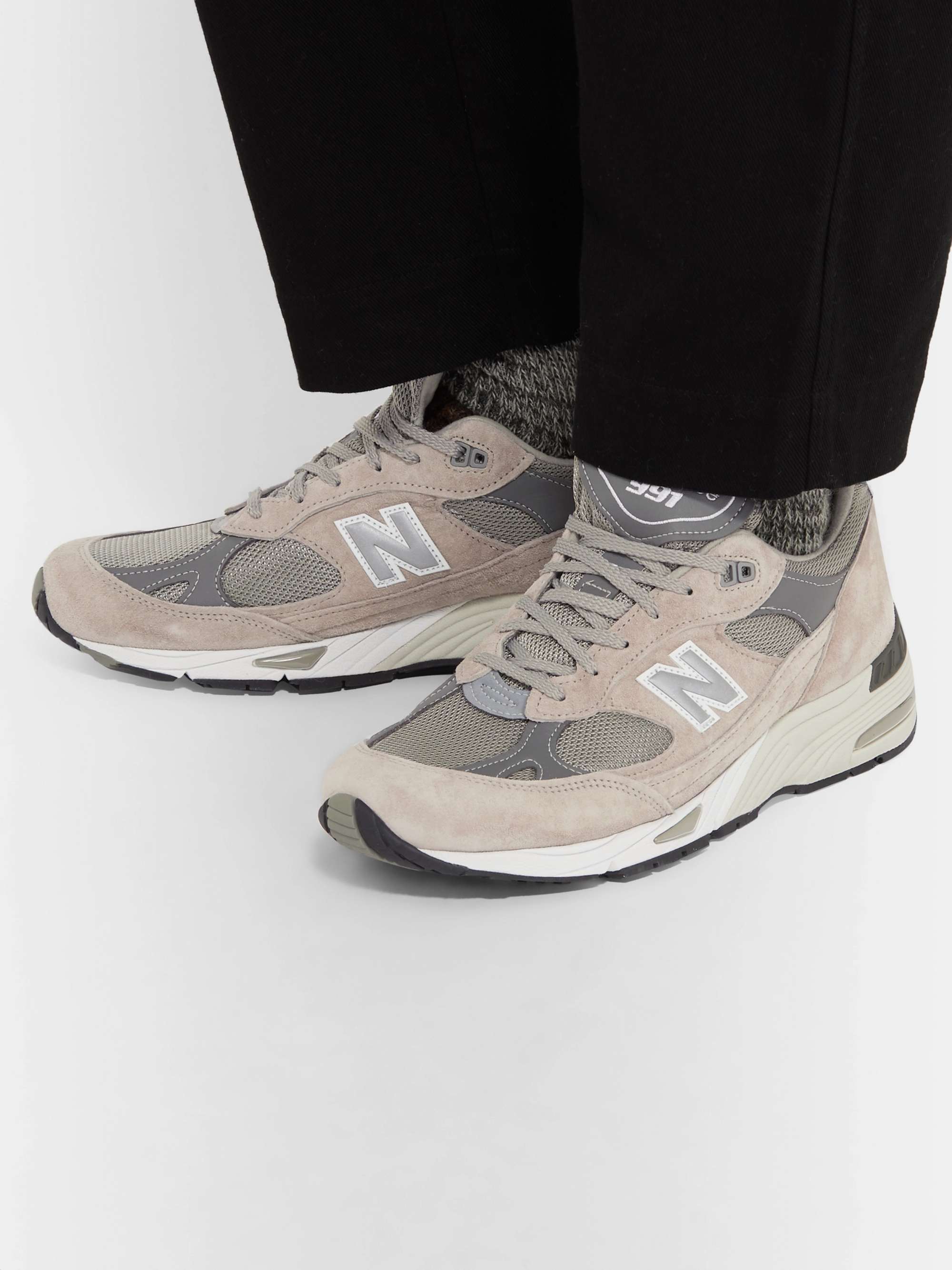 NEW BALANCE 991 Suede, Mesh and Leather Sneakers