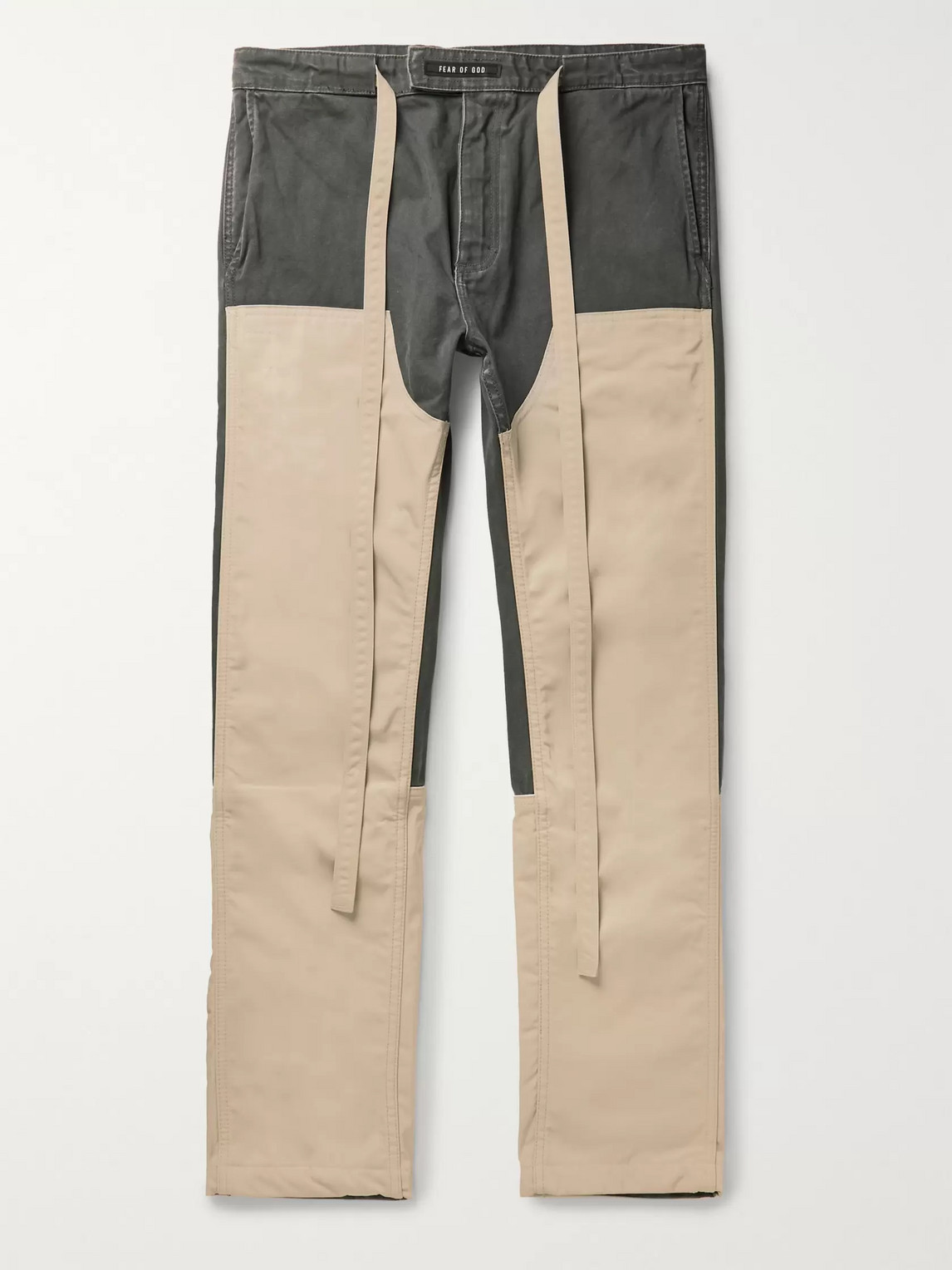 FEAR OF GOD BELTED PANELLED COTTON-CANVAS AND NYLON DRAWSTRING TROUSERS