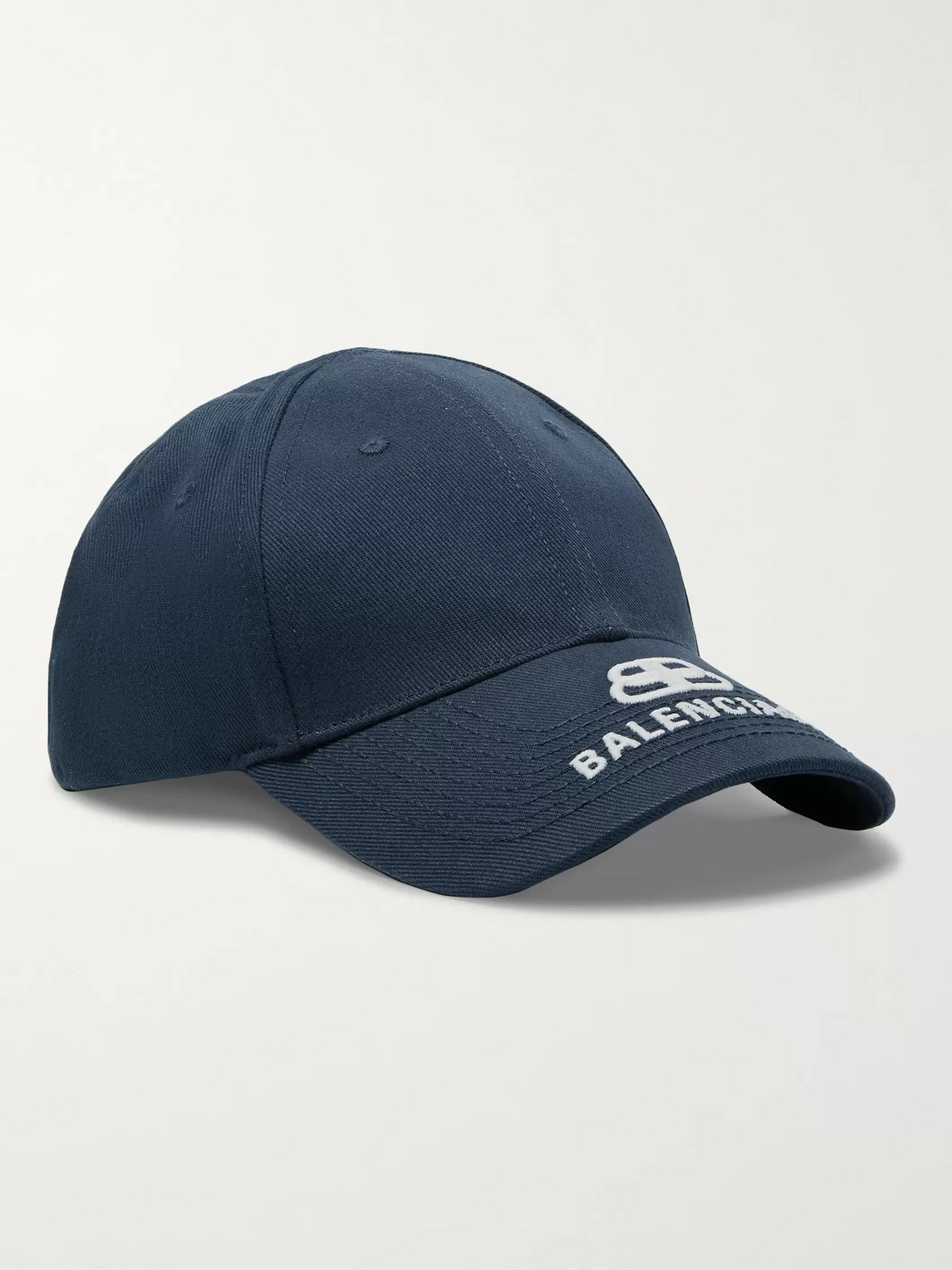 Balenciaga Logo-embroidered Cotton-twill Baseball Cap In Blue